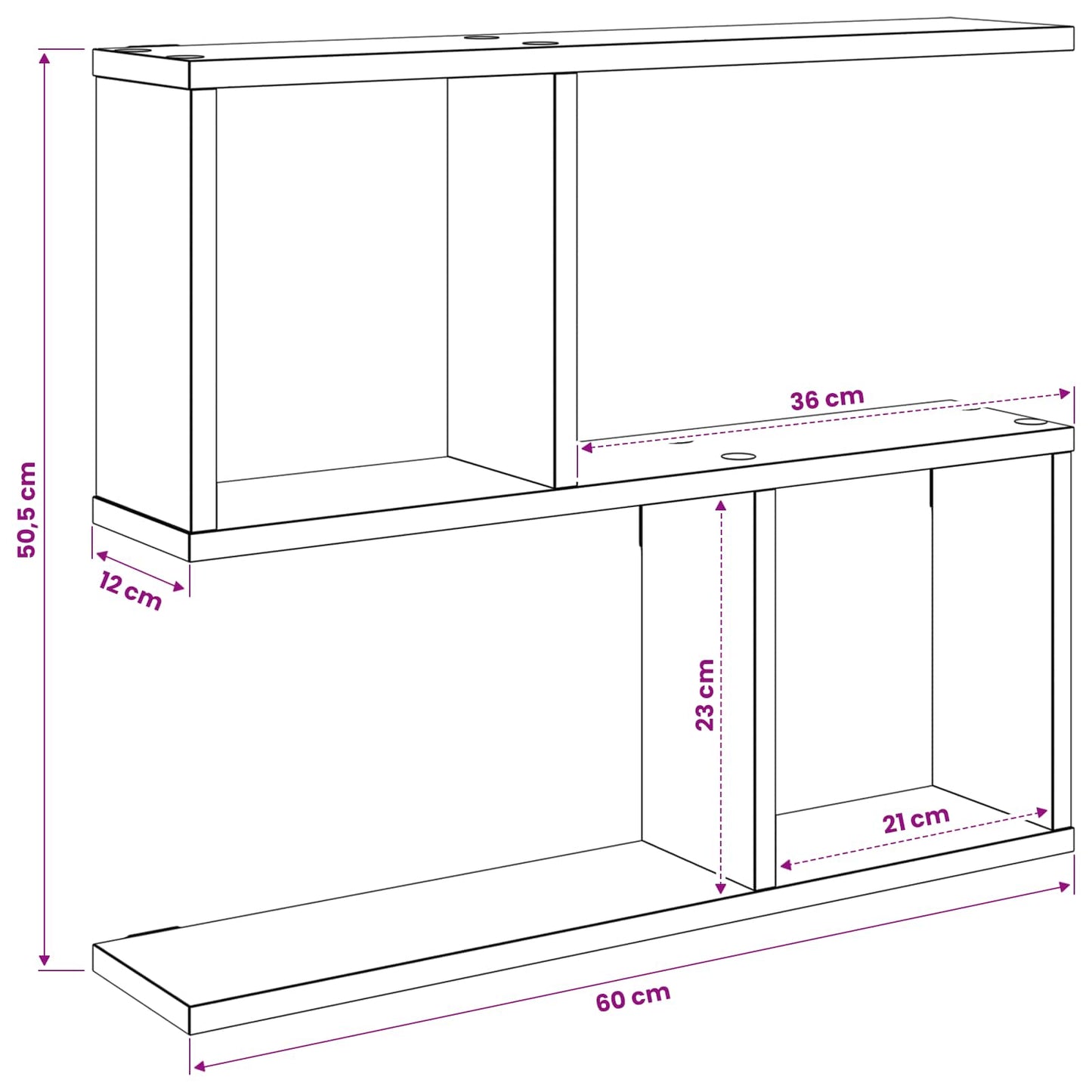 Falpolc Antik Fa 60 x 12 x 50,5 cm Szerelt Fa