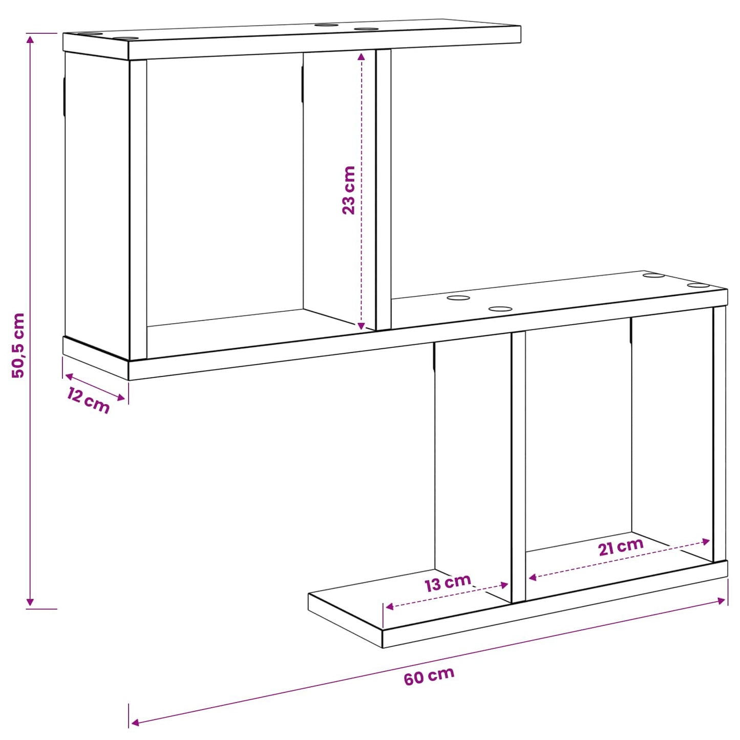Falpolc Fehér 60 x 12 x 50,5 cm Szerelt Fa