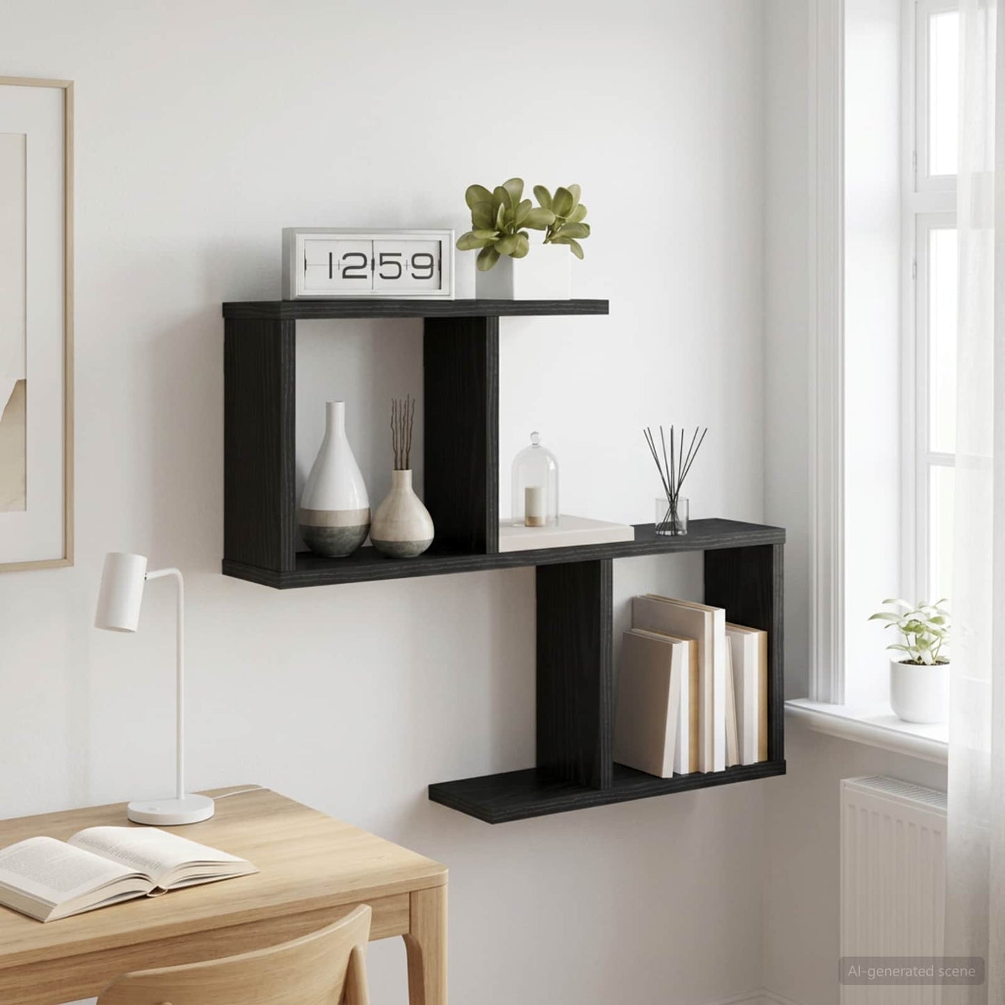 Falpolc Fekete Tölgy 60 x 12 x 50,5 cm Szerelt Fa