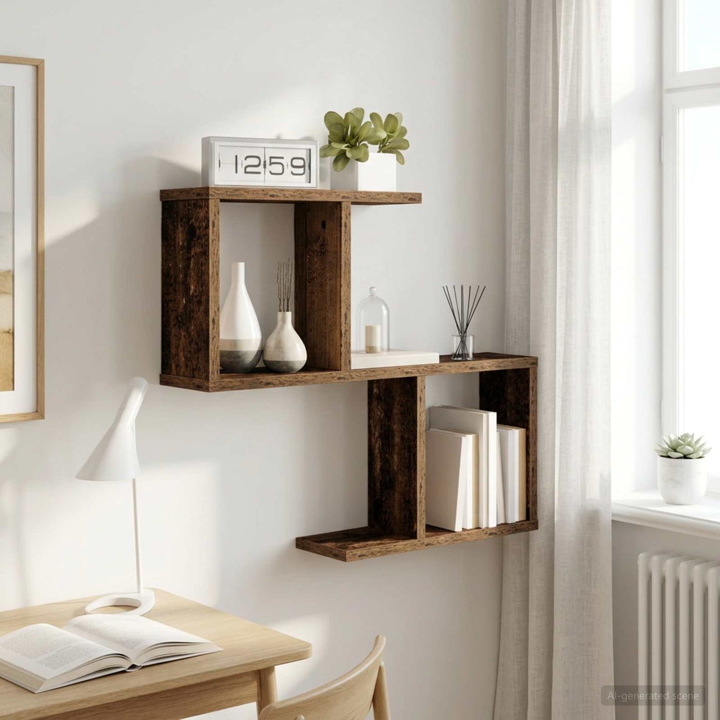Falpolc Antik Fa 60 x 12 x 50,5 cm Szerelt Fa