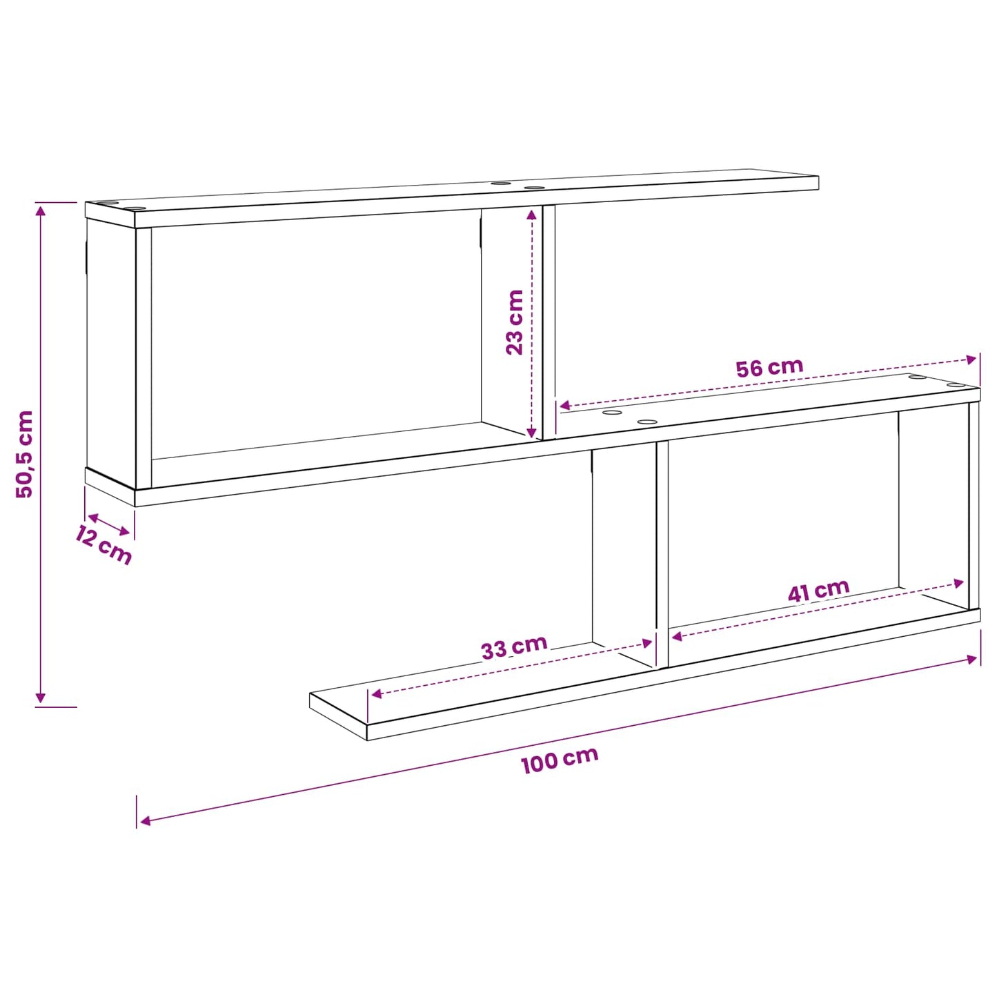 Falpolc Antik Fa 100 x 12 x 50,5 cm Szerelt Fa