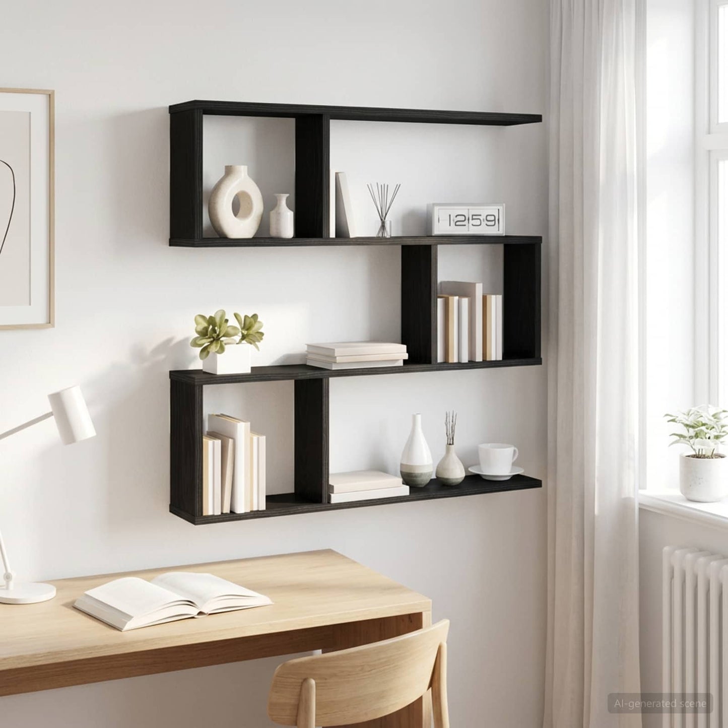 Falpolc Fekete Tölgy 80 x 12 x 79,5 cm Szerelt Fa