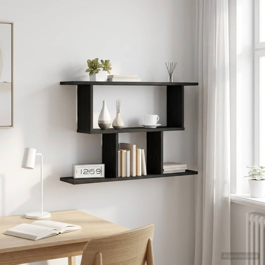 Falpolc Fekete Tölgy 80 x 15 x 50,5 cm Szerelt Fa