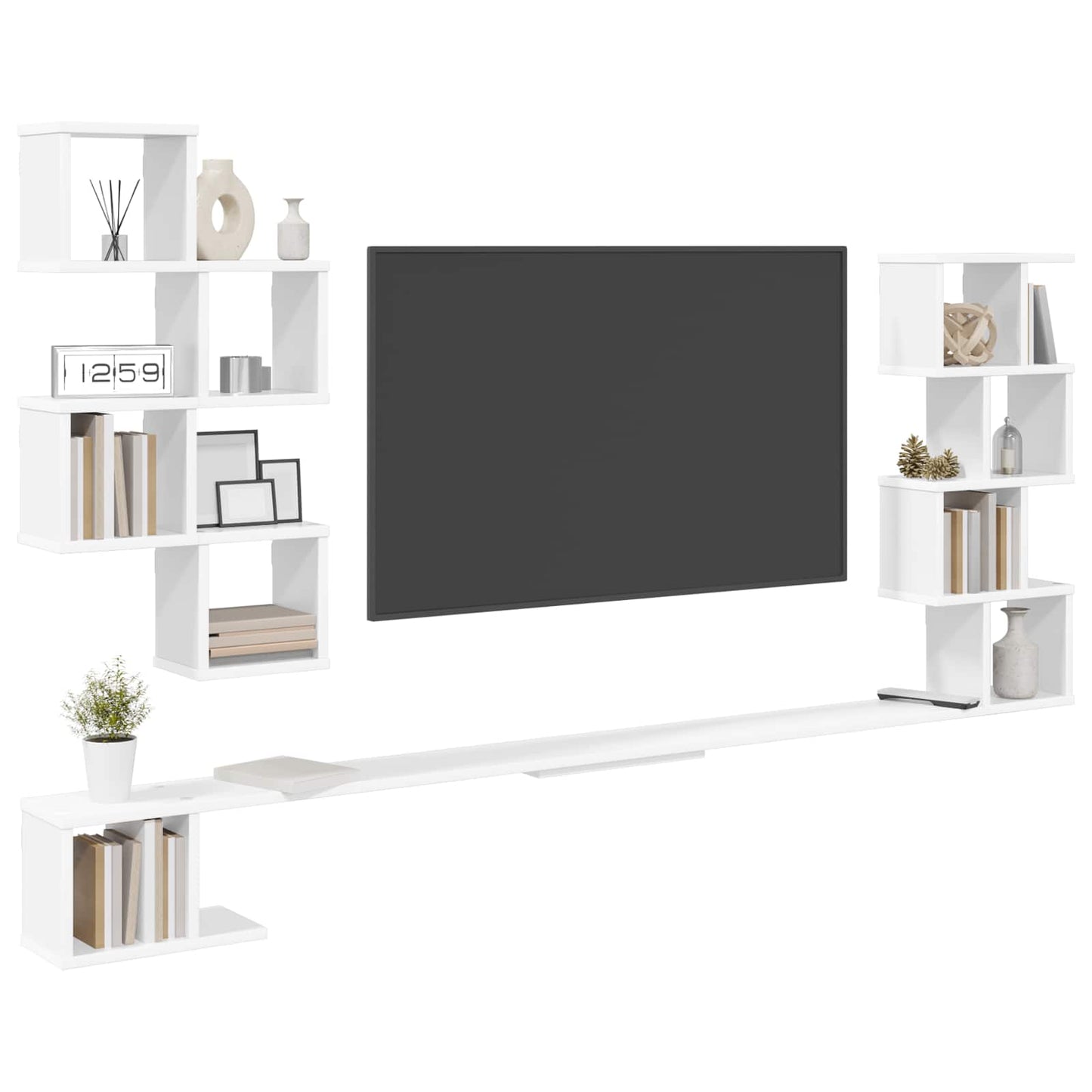Fali TV polc Fehér 180 x 15 x 94 cm Szerelt Fa