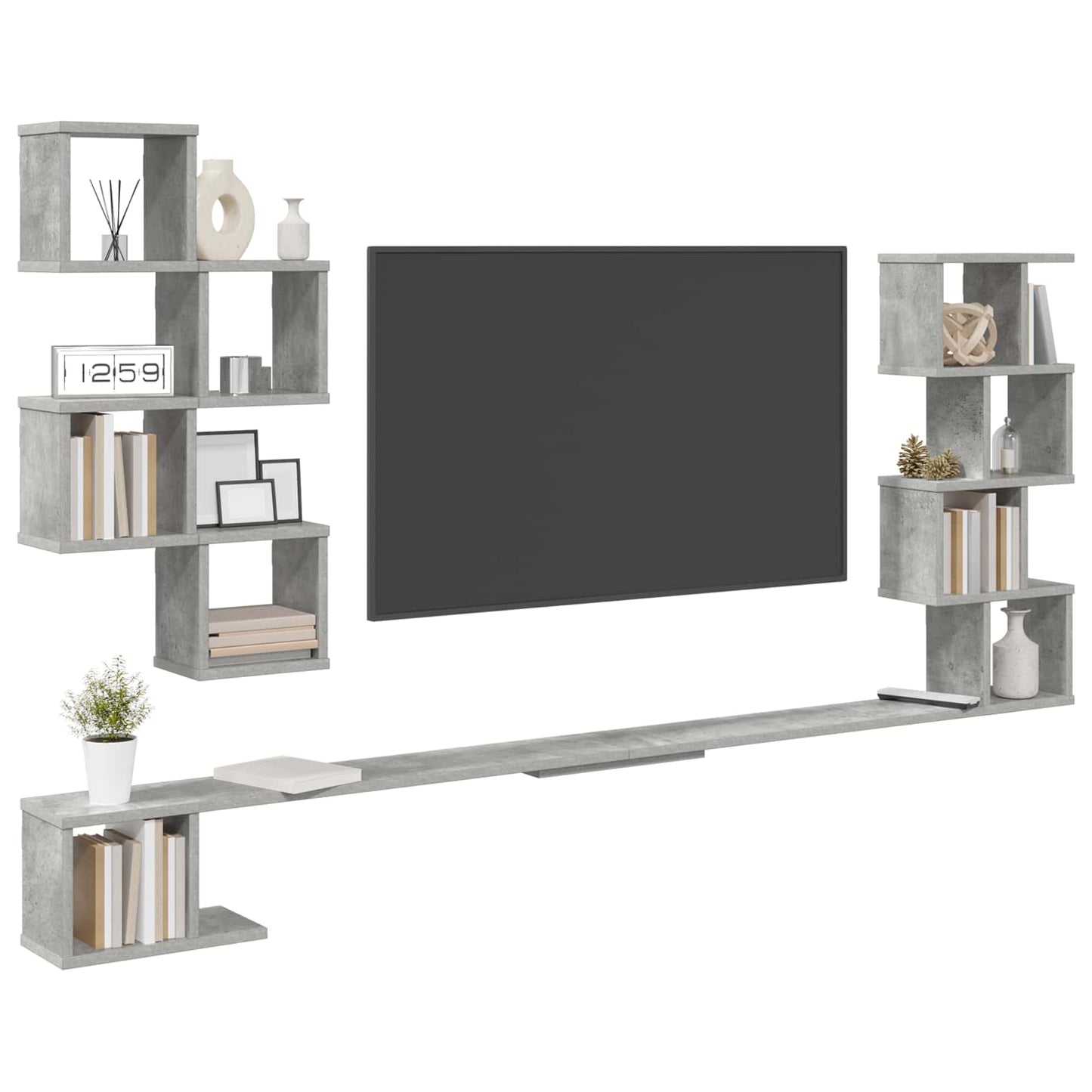 Fali TV polc Betonszürke 180 x 15 x 94 cm Szerelt Fa