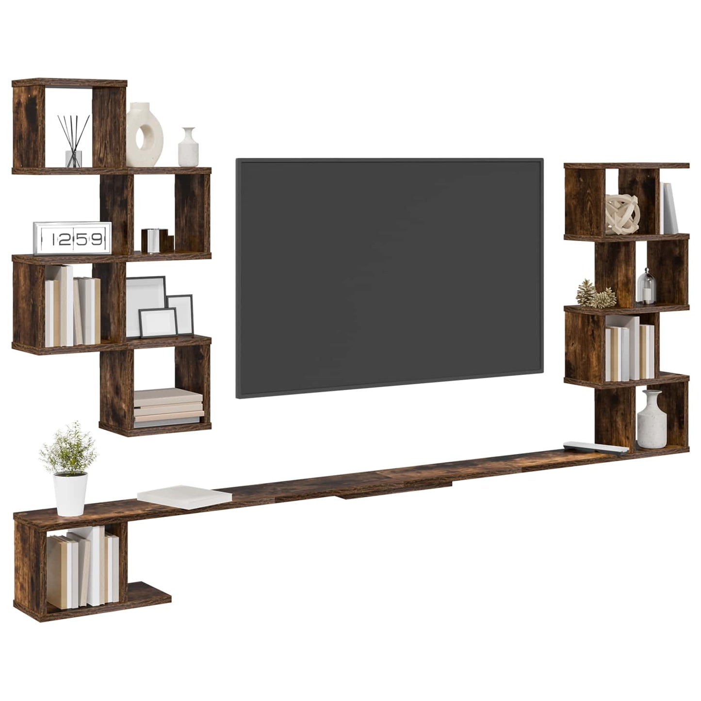 Fali TV polc Füstös Tölgy 180 x 15 x 94 cm Szerelt Fa