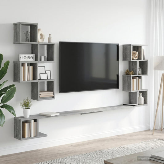 Fali TV polc Szürke Sonoma 180 x 15 x 94 cm Szerelt Fa
