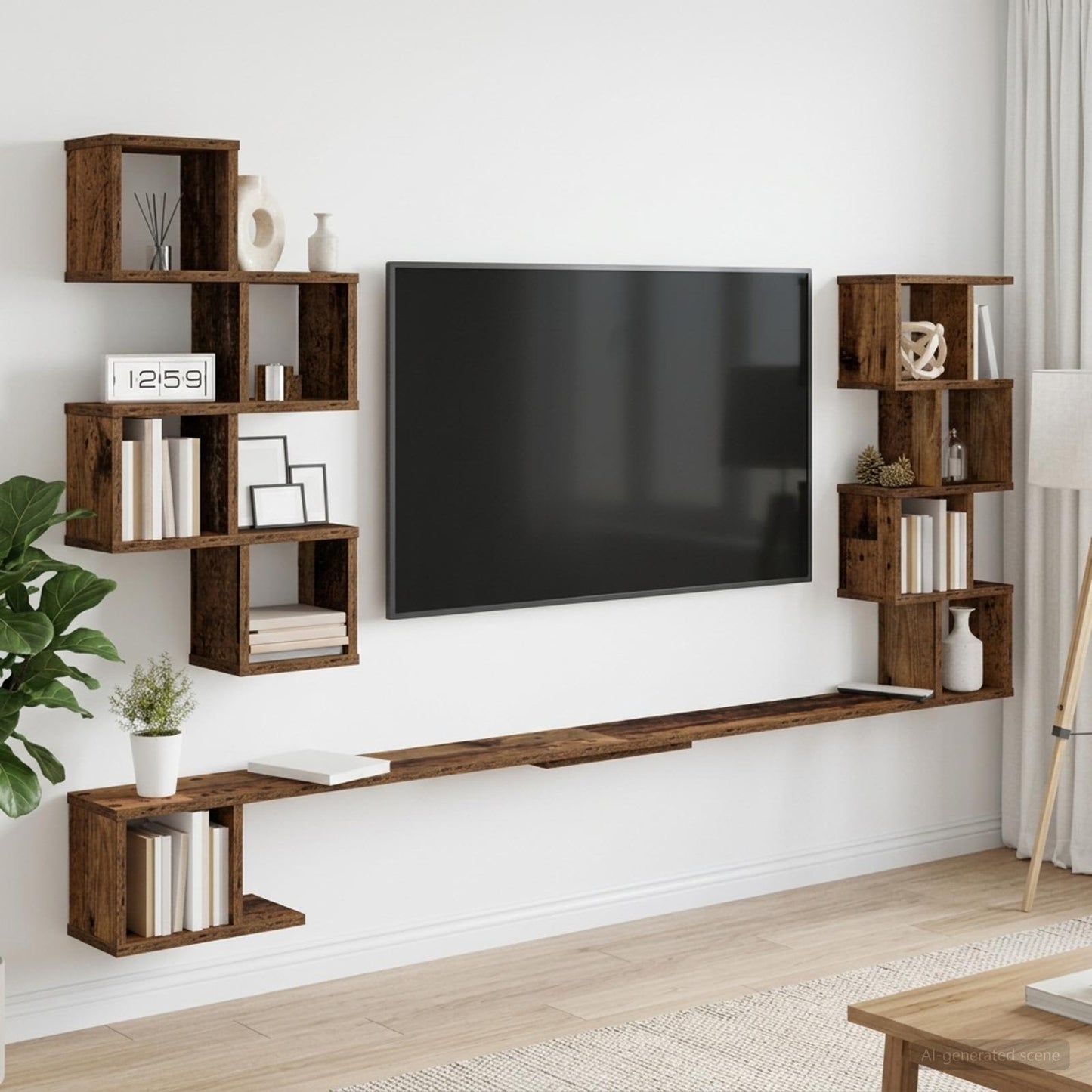 Fali TV polc Antik Fa 180 x 15 x 94 cm Szerelt Fa