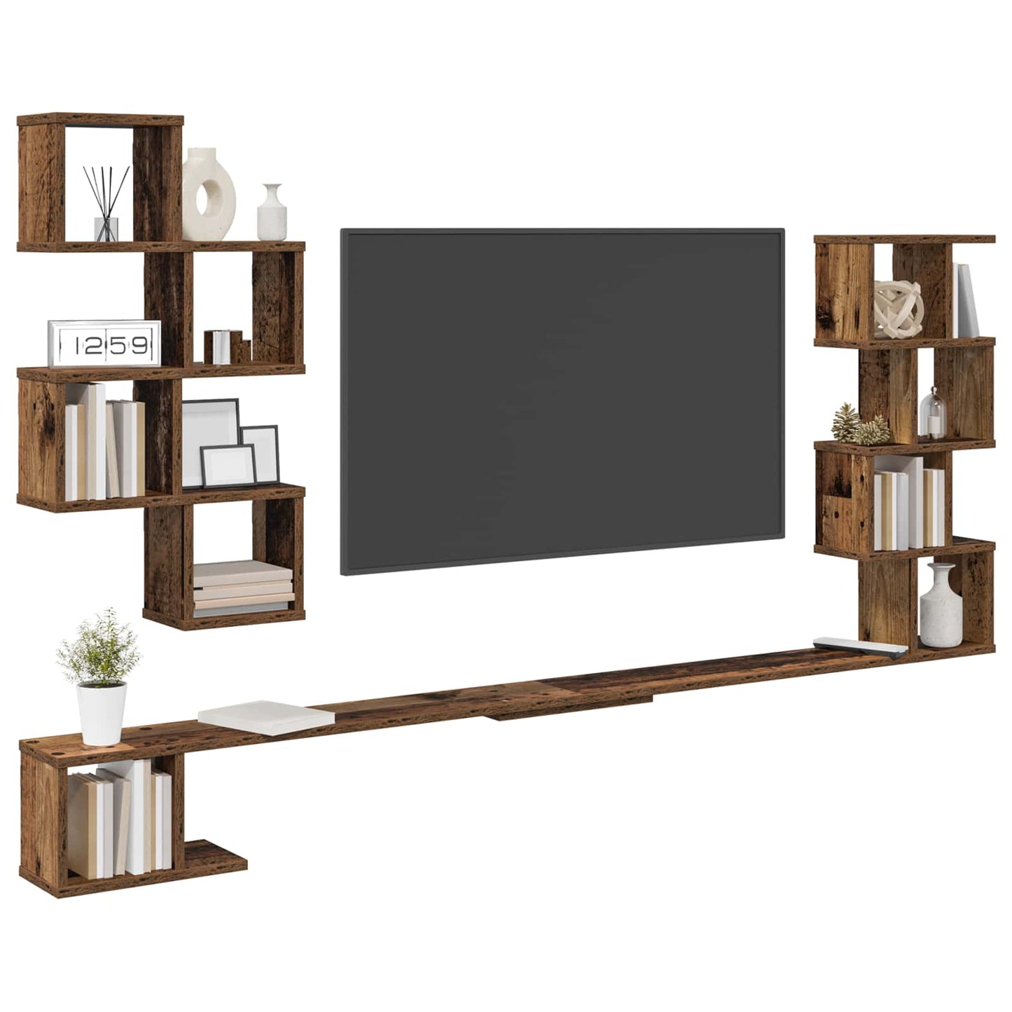 Fali TV polc Antik Fa 180 x 15 x 94 cm Szerelt Fa