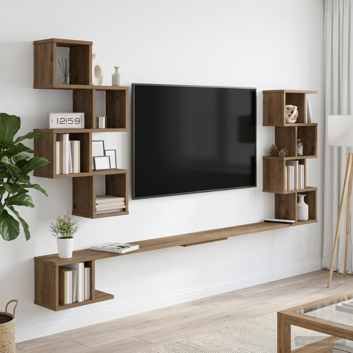 Fali TV polc Kézműves Tölgy 180 x 15 x 94 cm Szerelt Fa
