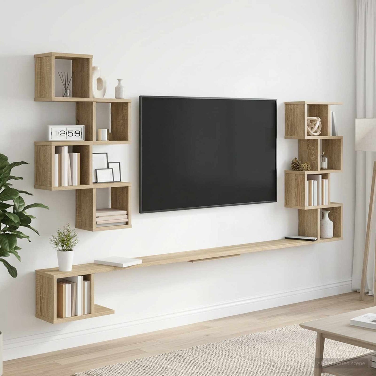 Fali TV polc Sonoma Tölgy 200 x 15 x 94 cm Szerelt Fa