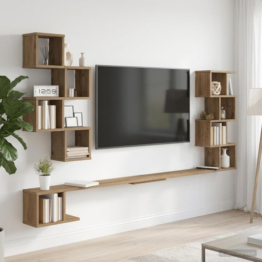 Fali TV polc Kézműves Tölgy 200 x 15 x 94 cm Szerelt Fa