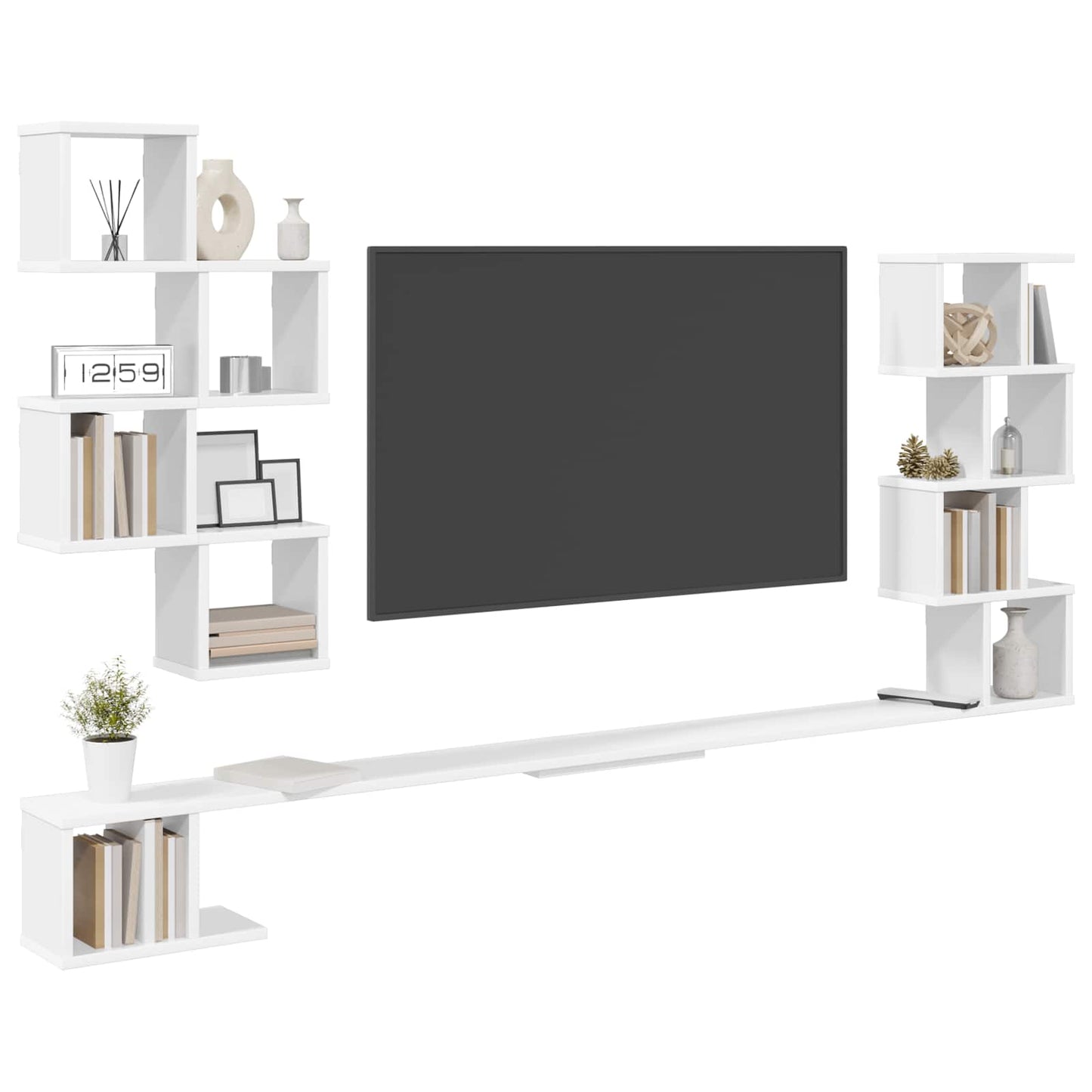 Fali TV polc Fehér 160 x 15 x 94 cm Szerelt Fa
