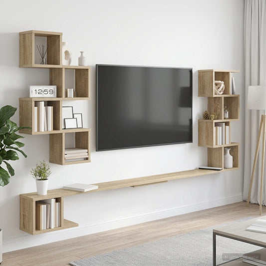 Fali TV polc Sonoma Tölgy 160 x 15 x 94 cm Szerelt Fa