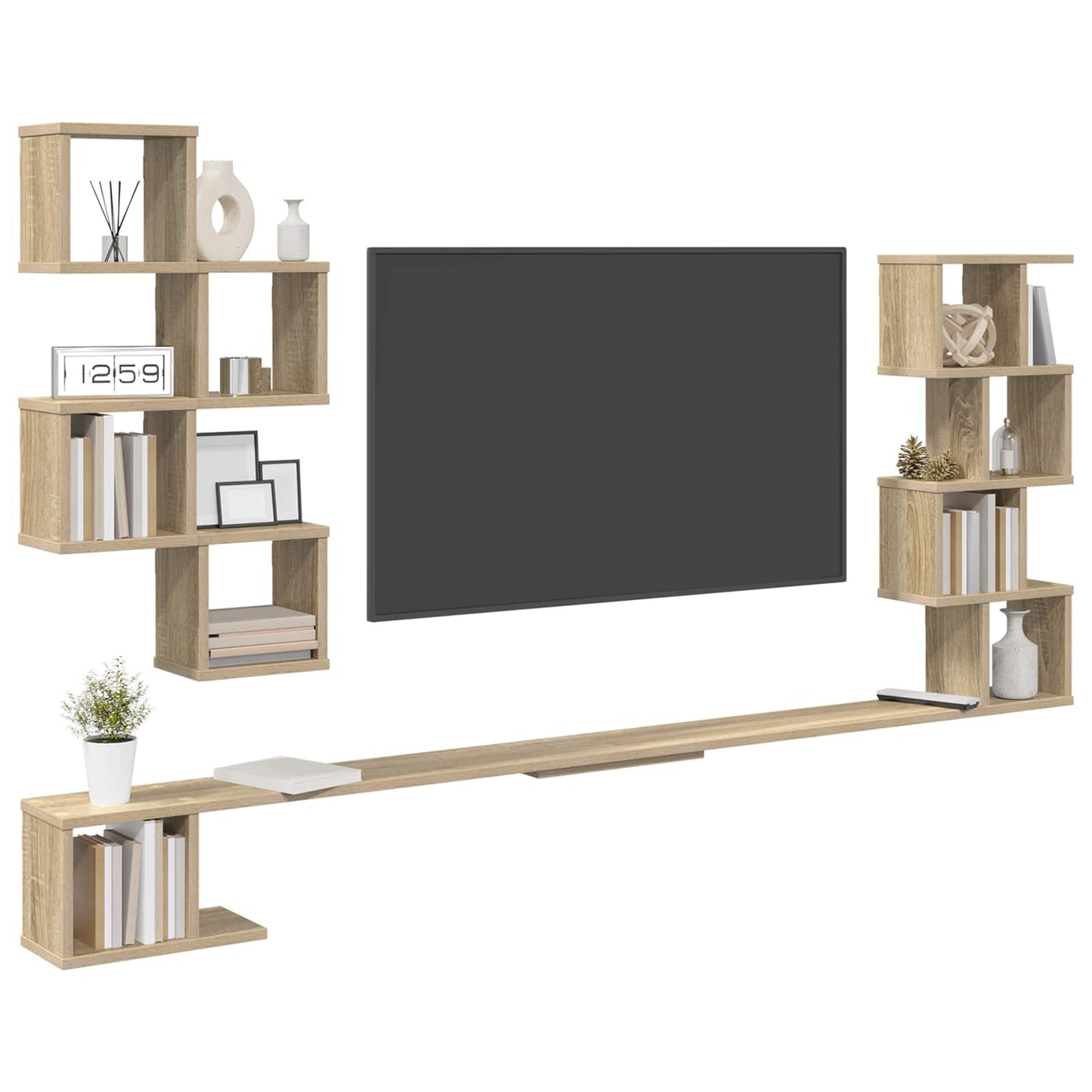 Fali TV polc Sonoma Tölgy 160 x 15 x 94 cm Szerelt Fa