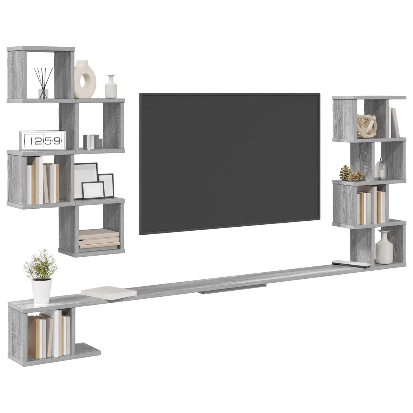 Fali TV polc Szürke Sonoma 160 x 15 x 94 cm Szerelt Fa
