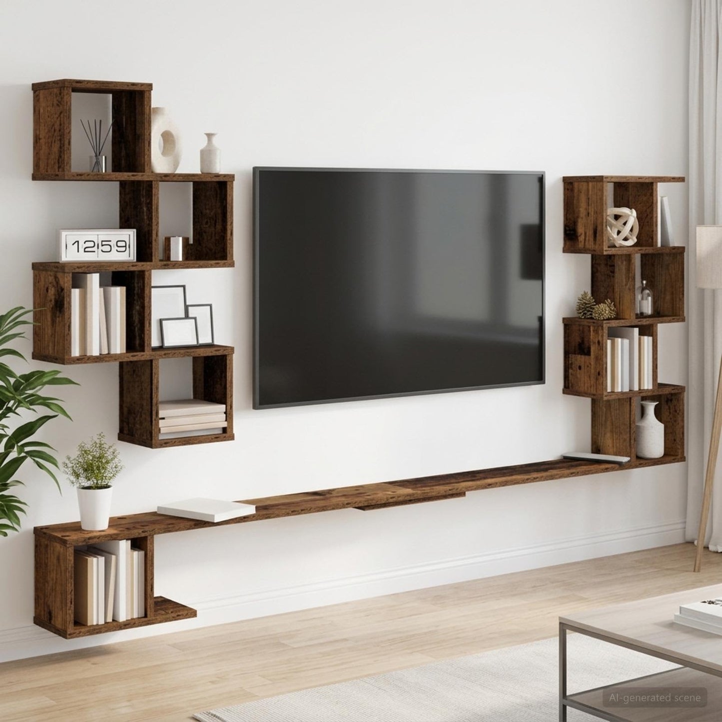 Fali TV polc Antik Fa 160 x 15 x 94 cm Szerelt Fa