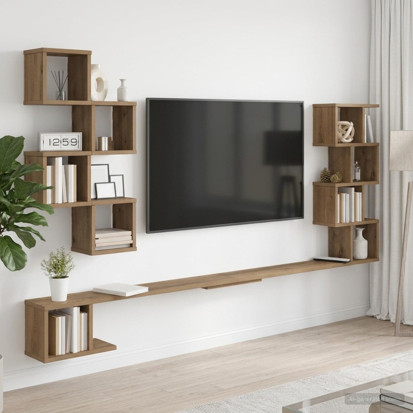 Fali TV polc Kézműves Tölgy 160 x 15 x 94 cm Szerelt Fa