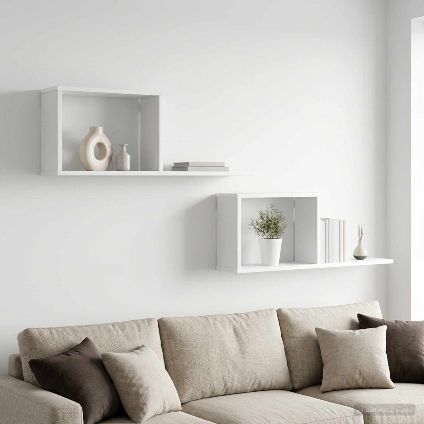 Lebegő polcok 2 pcs Fehér 80 x 15 x 30 cm Szerelt Fa