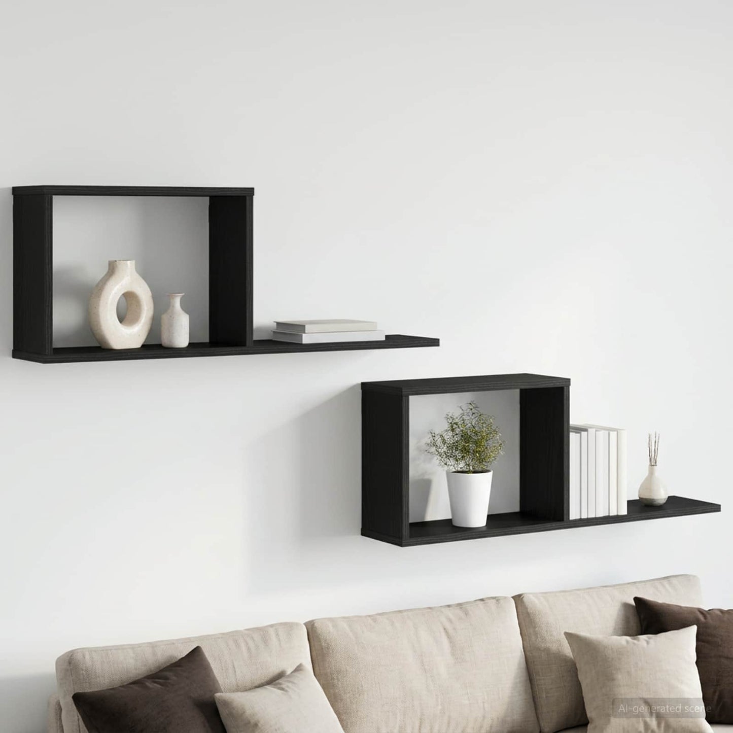 Lebegő polcok 2 db Fekete Tölgy 80 x 15 x 30 cm Szerelt Fa
