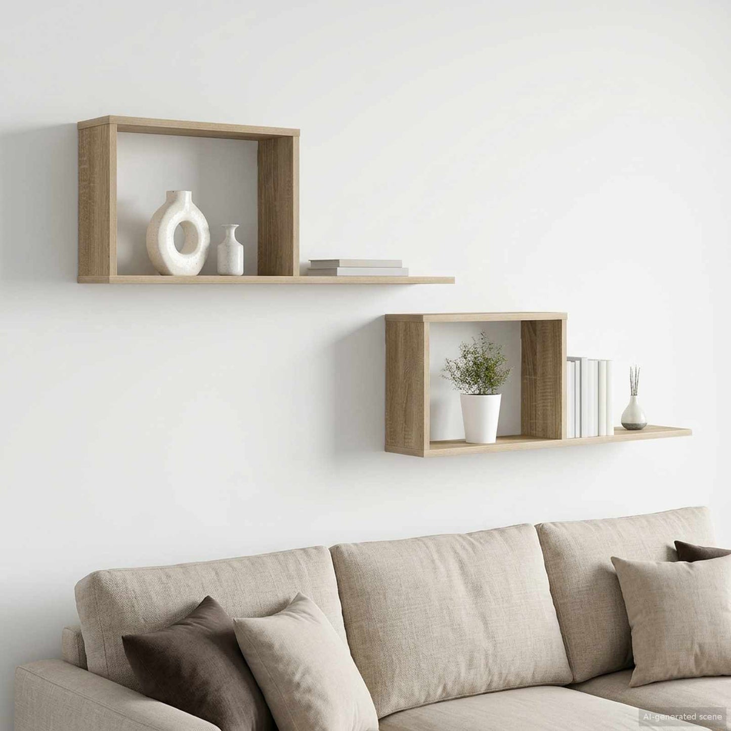 Lebegő polcok 2 pcs Sonoma Tölgy 80 x 15 x 30 cm Szerelt Fa