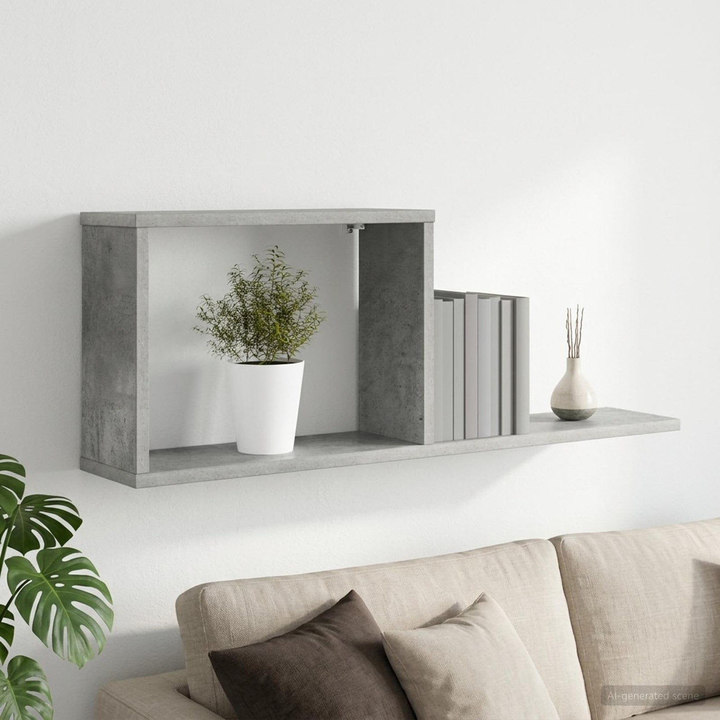 Lebegő polcok Betonszürke 80 x 15 x 30 cm Szerelt Fa
