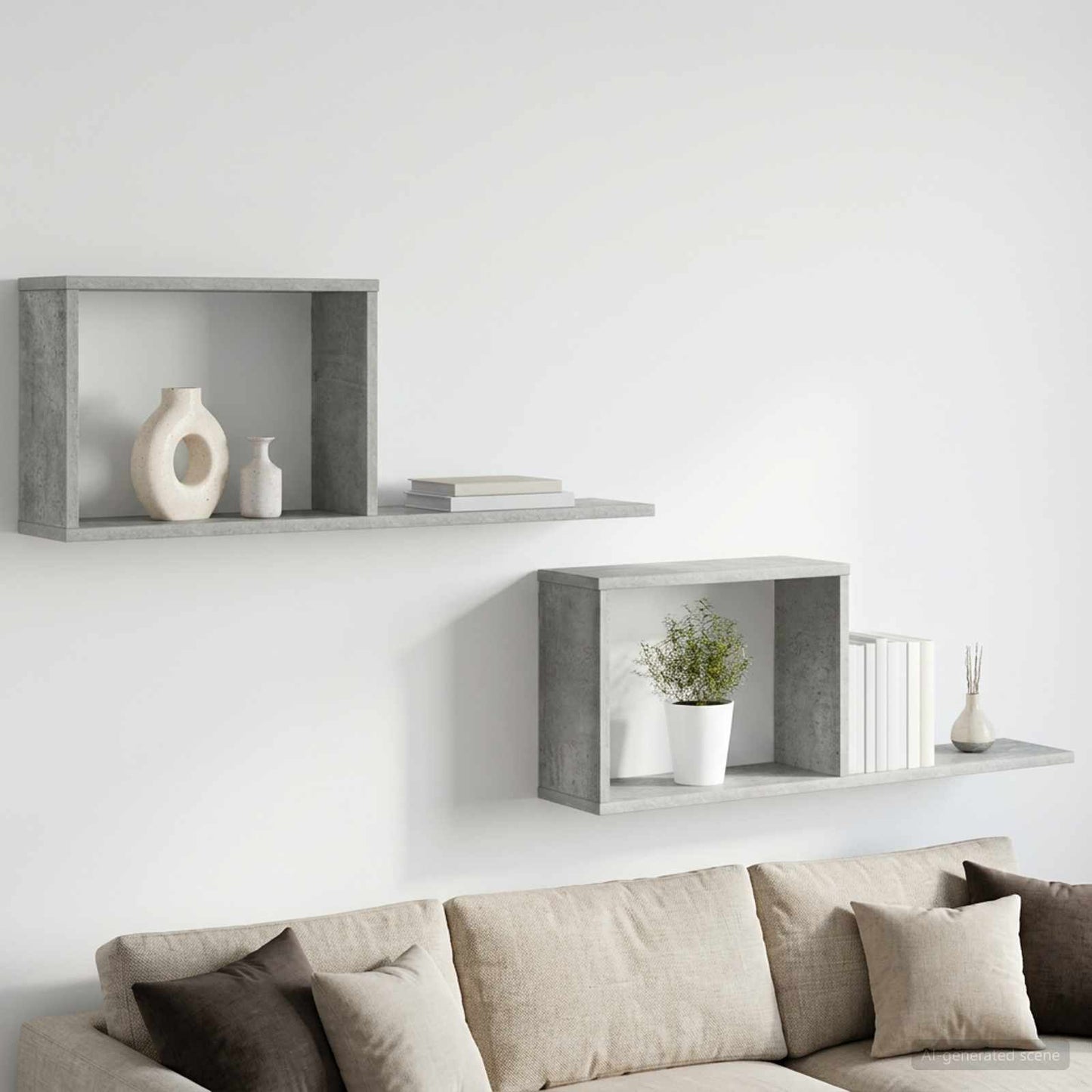 Lebegő polcok 2 pcs Betonszürke 80 x 15 x 30 cm Szerelt Fa