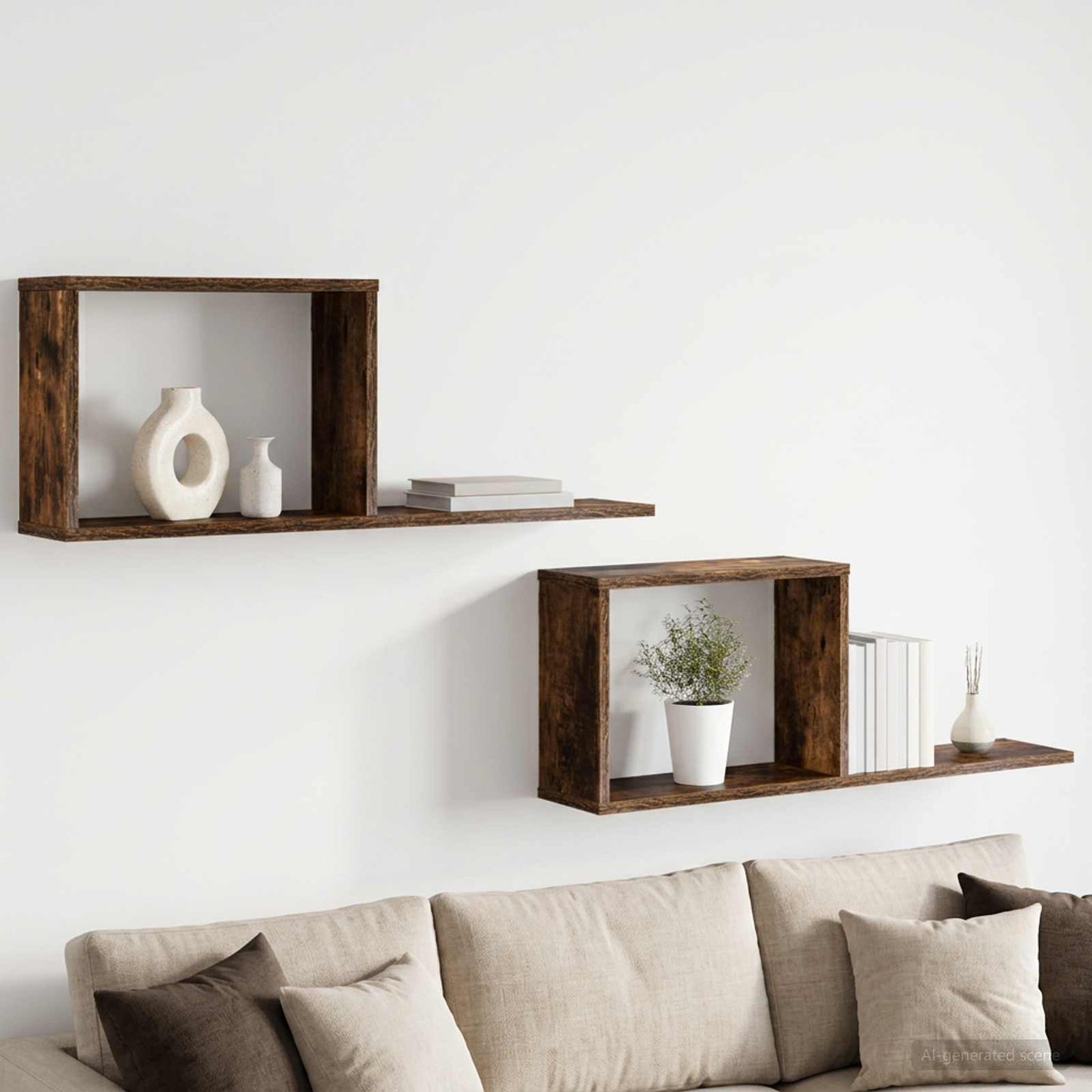 Lebegő polcok 2 pcs Füstös Tölgy 80 x 15 x 30 cm Szerelt Fa