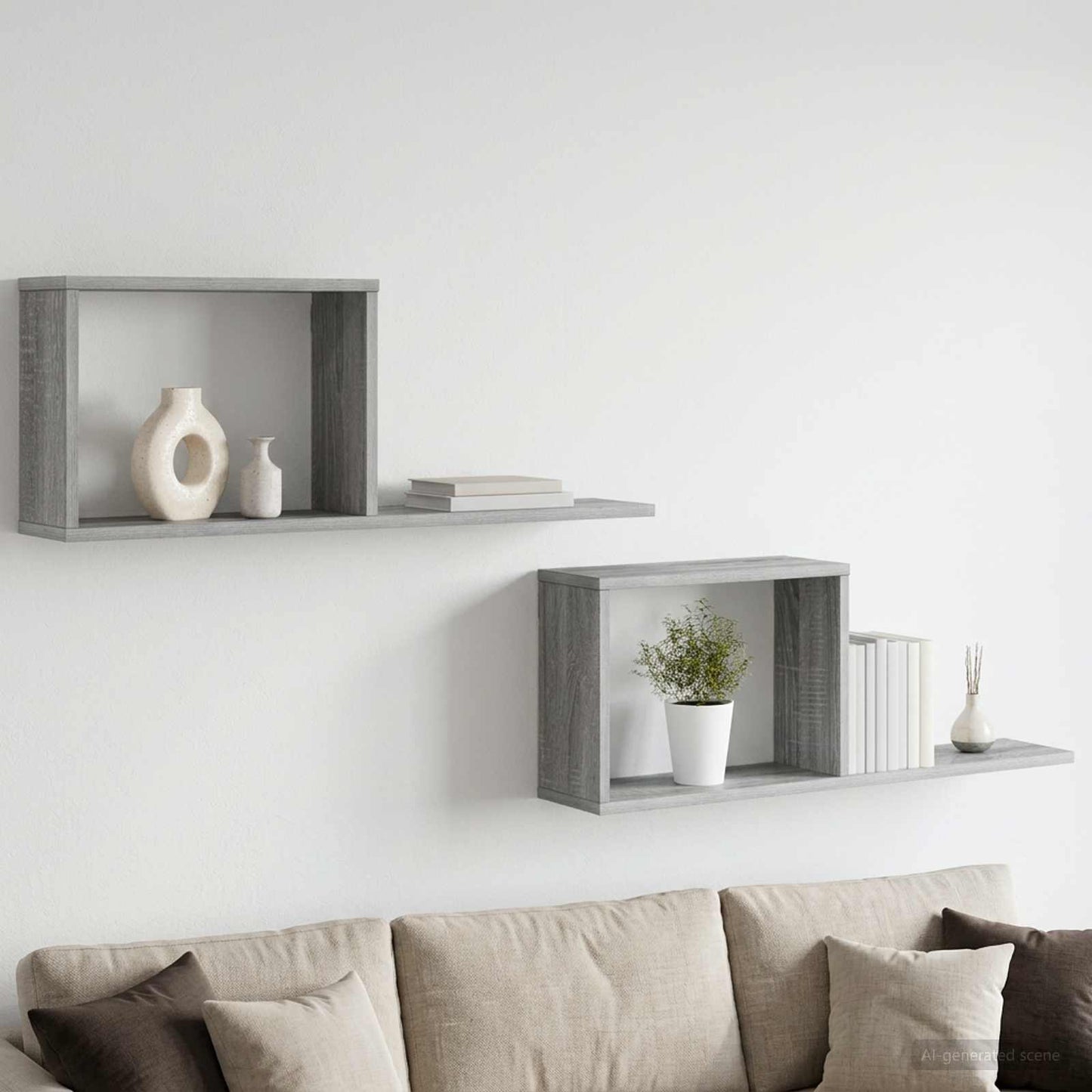Lebegő polcok 2 pcs Szürke Sonoma 80 x 15 x 30 cm Szerelt Fa