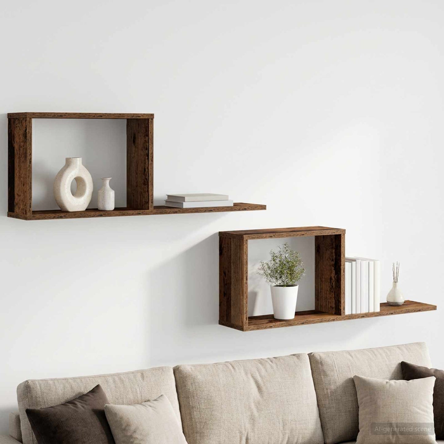 Lebegő polcok 2 pcs Antik Fa 80 x 15 x 30 cm Szerelt Fa