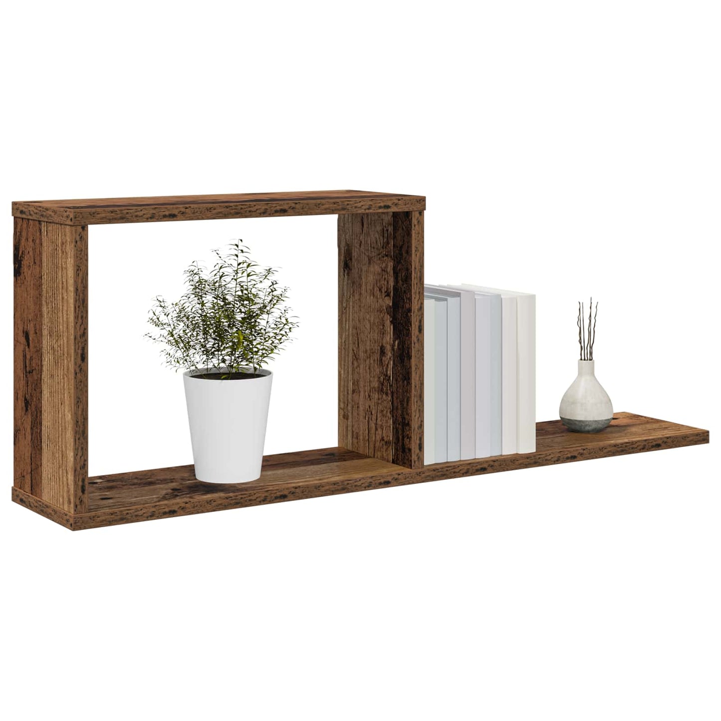 Lebegő polcok 2 pcs Antik Fa 80 x 15 x 30 cm Szerelt Fa