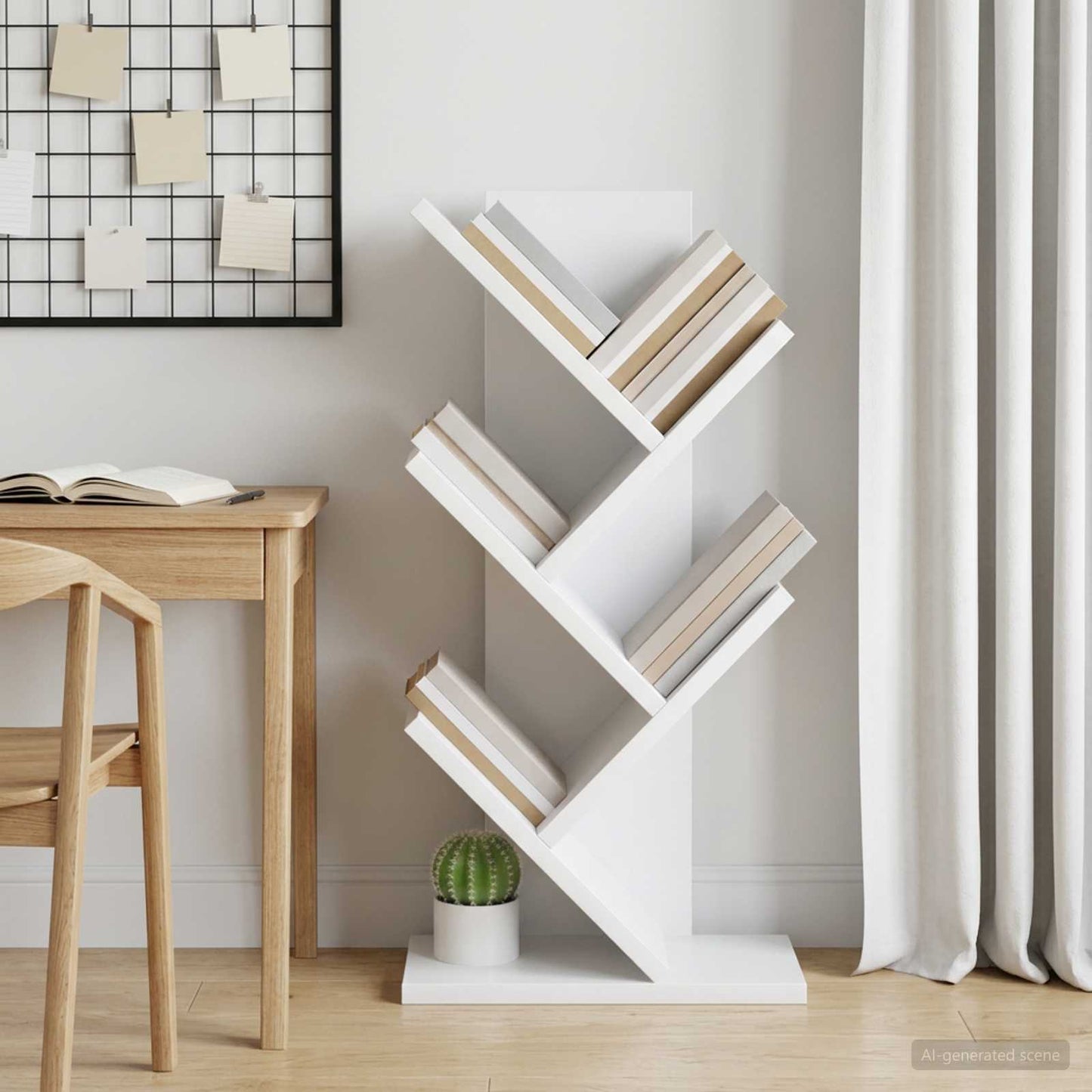 Fás könyvespolc 4-tiers 30 x 18 x 60 cm Szerelt Fa Fehér