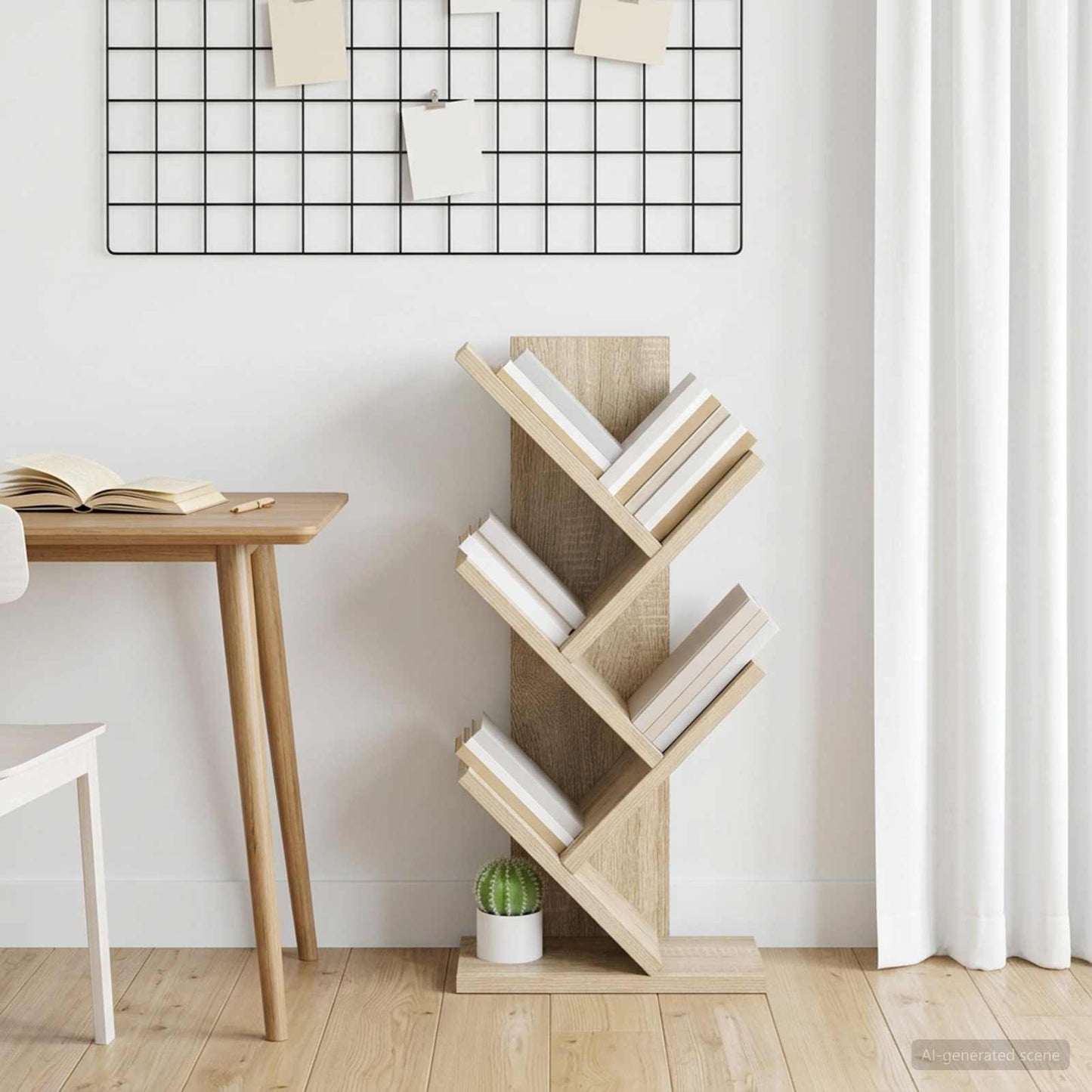 Fának tűnő könyvespolc 4 szintes 30 x 18 x 60 cm Szerelt Fa