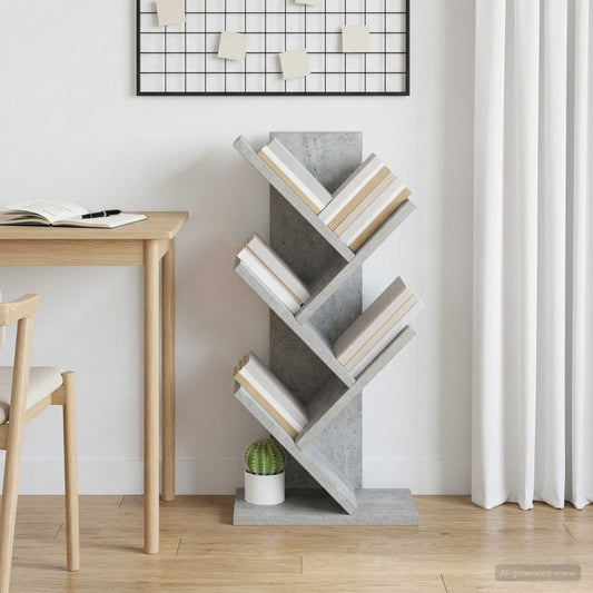 Fa Könyvespolc 4-Szintes 30 x 18 x 60 cm Szerelt Fa Betonszürke