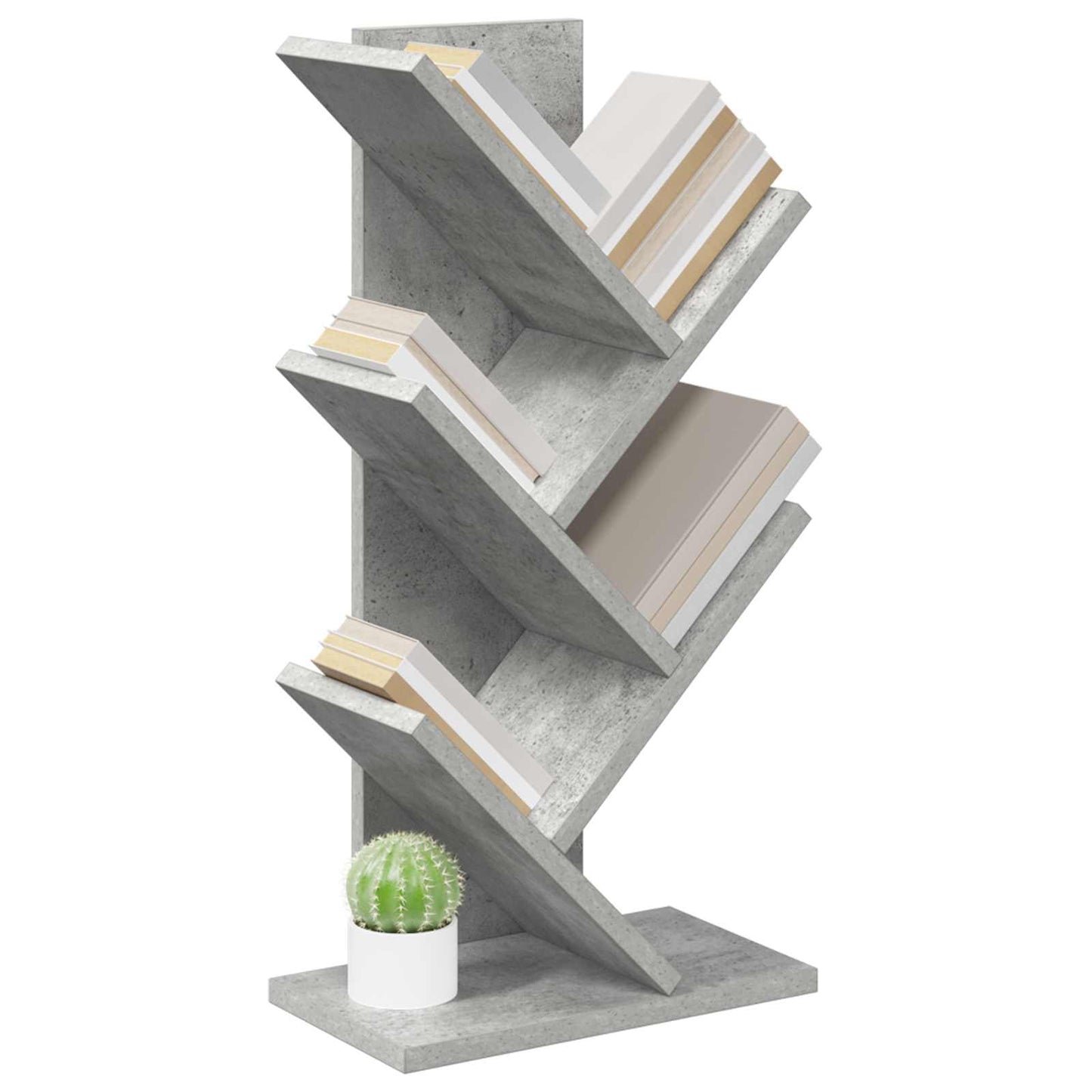 Fa Könyvespolc 4-Szintes 30 x 18 x 60 cm Szerelt Fa Betonszürke