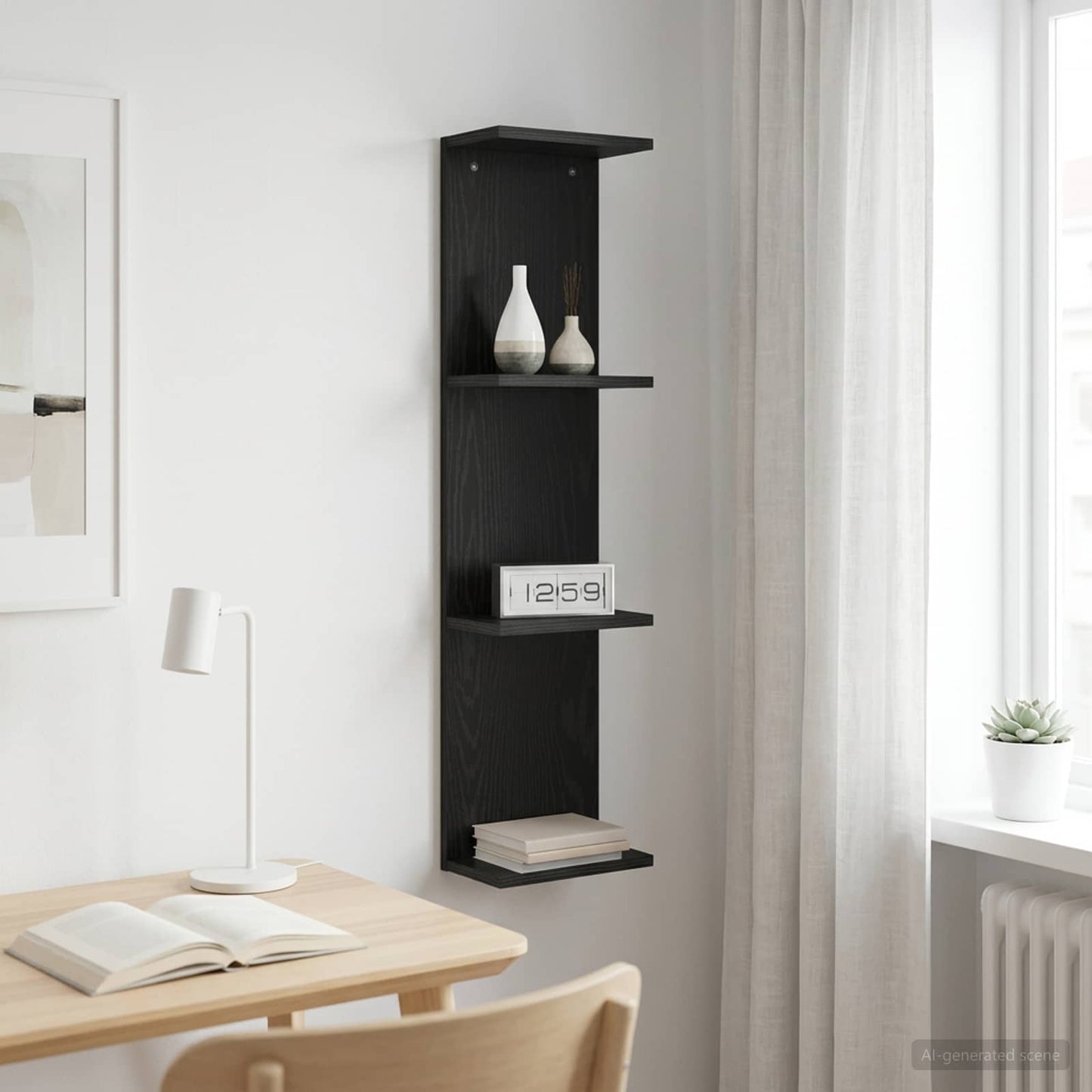 Falpolc Fekete Tölgy 25 x 15 x 100 cm Szerelt Fa