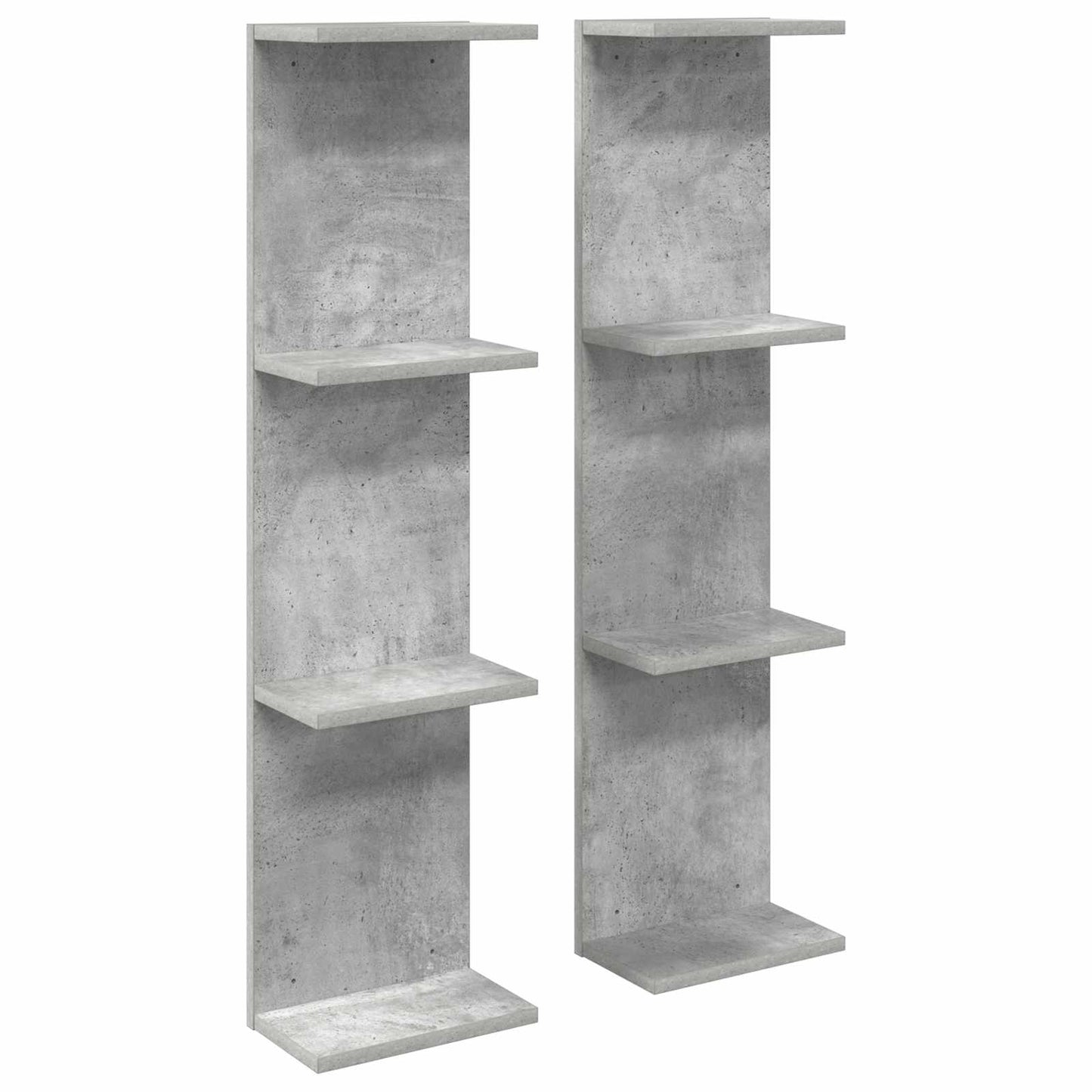 Falpolc 2 pcs Betonszürke 25 x 15 x 100 cm Szerelt Fa