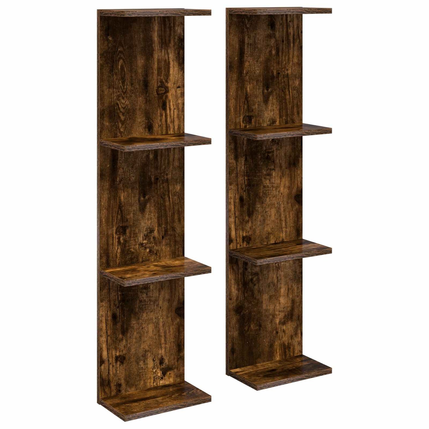 Falpolc 2 pcs Füstös Tölgy 25 x 15 x 100 cm Szerelt Fa