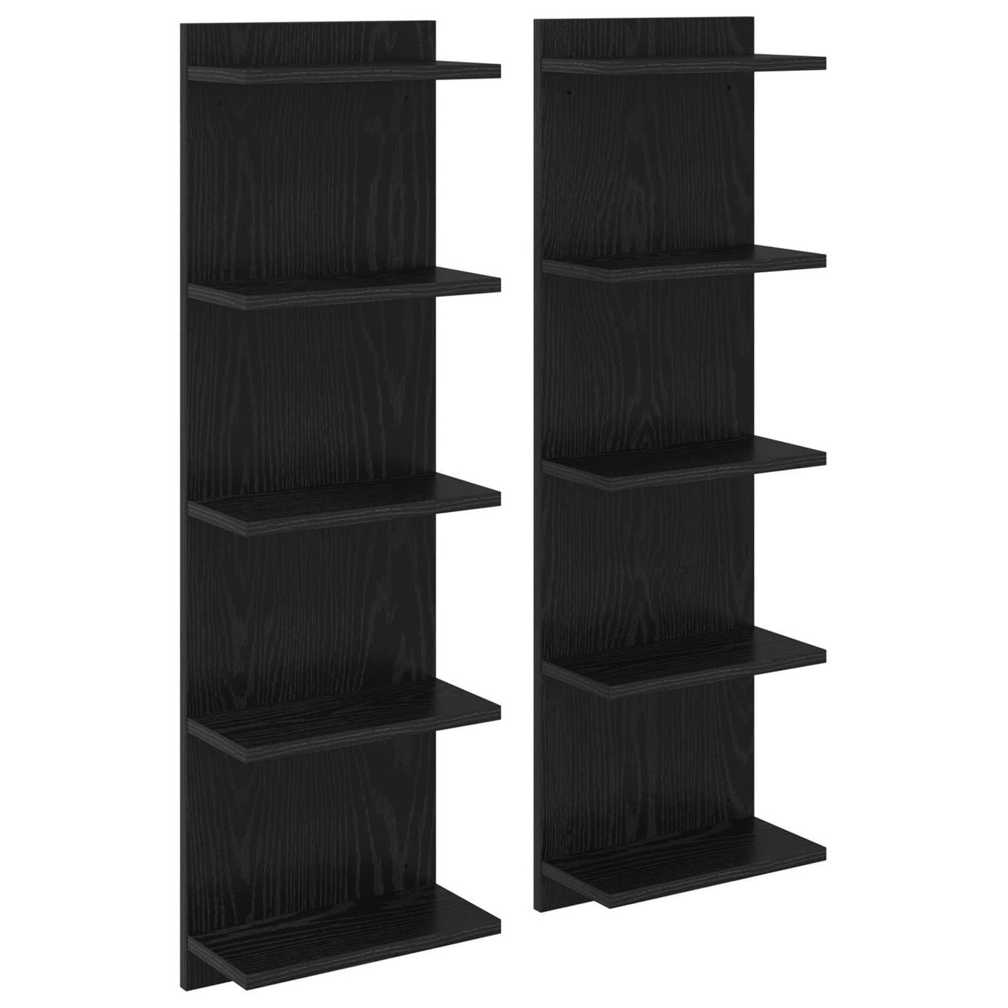 Falpolc 2 pcs Fekete Tölgy 30 x 15 x 100 cm Szerelt Fa