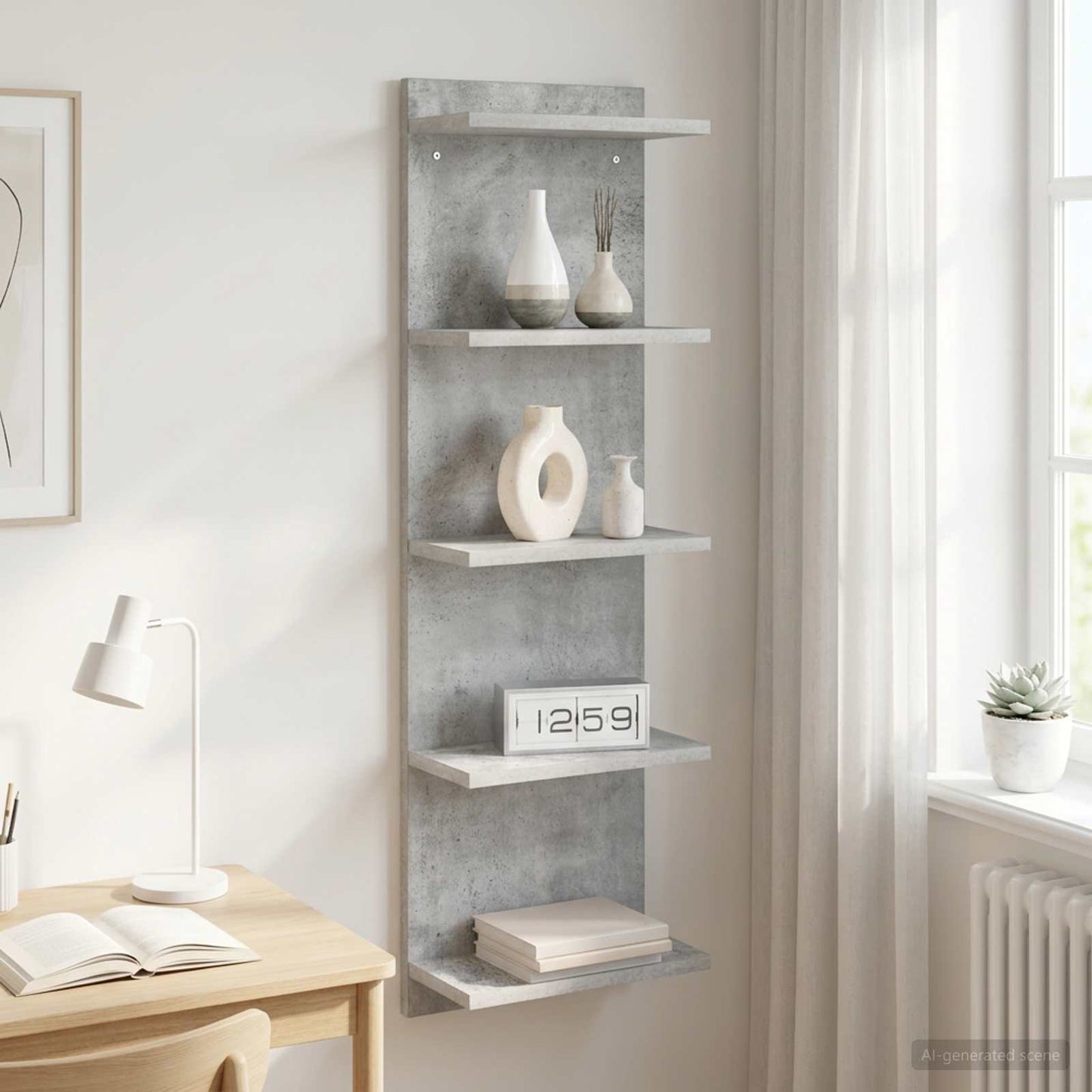Falpolc Betonszürke 30 x 15 x 100 cm Szerelt Fa