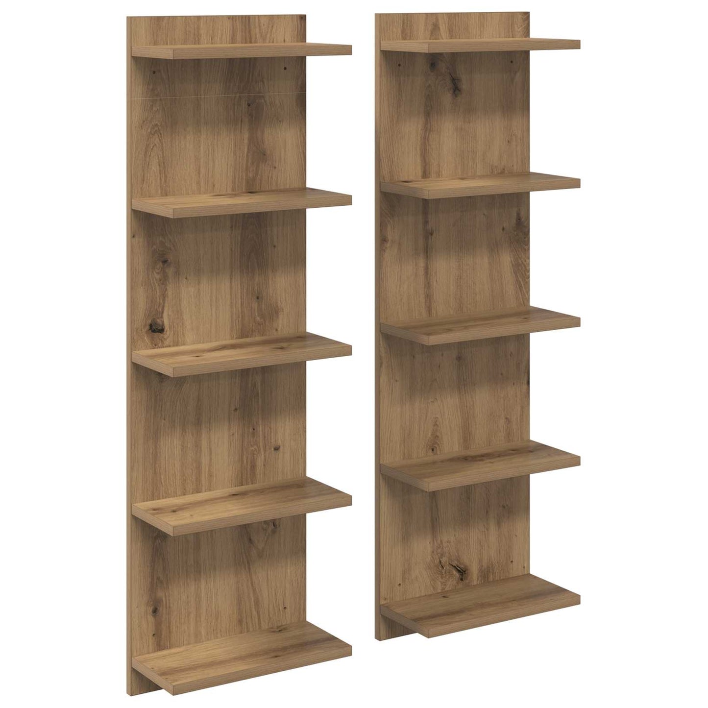 Falpolc 2 pcs Kézműves Tölgy 30 x 15 x 100 cm Szerelt Fa