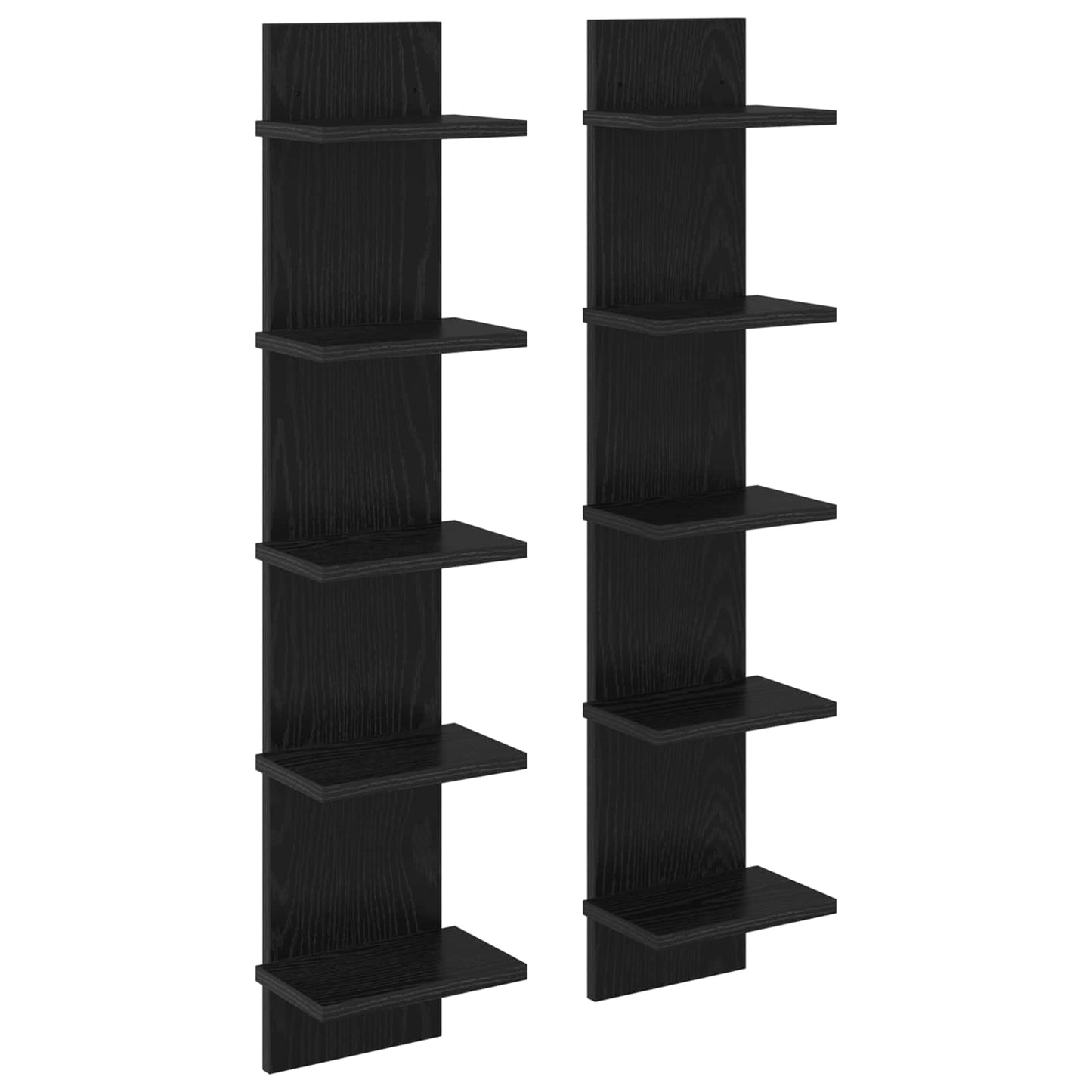 Falpolc 2 db Fekete Tölgy 22 x 15 x 100 cm Szerelt Fa