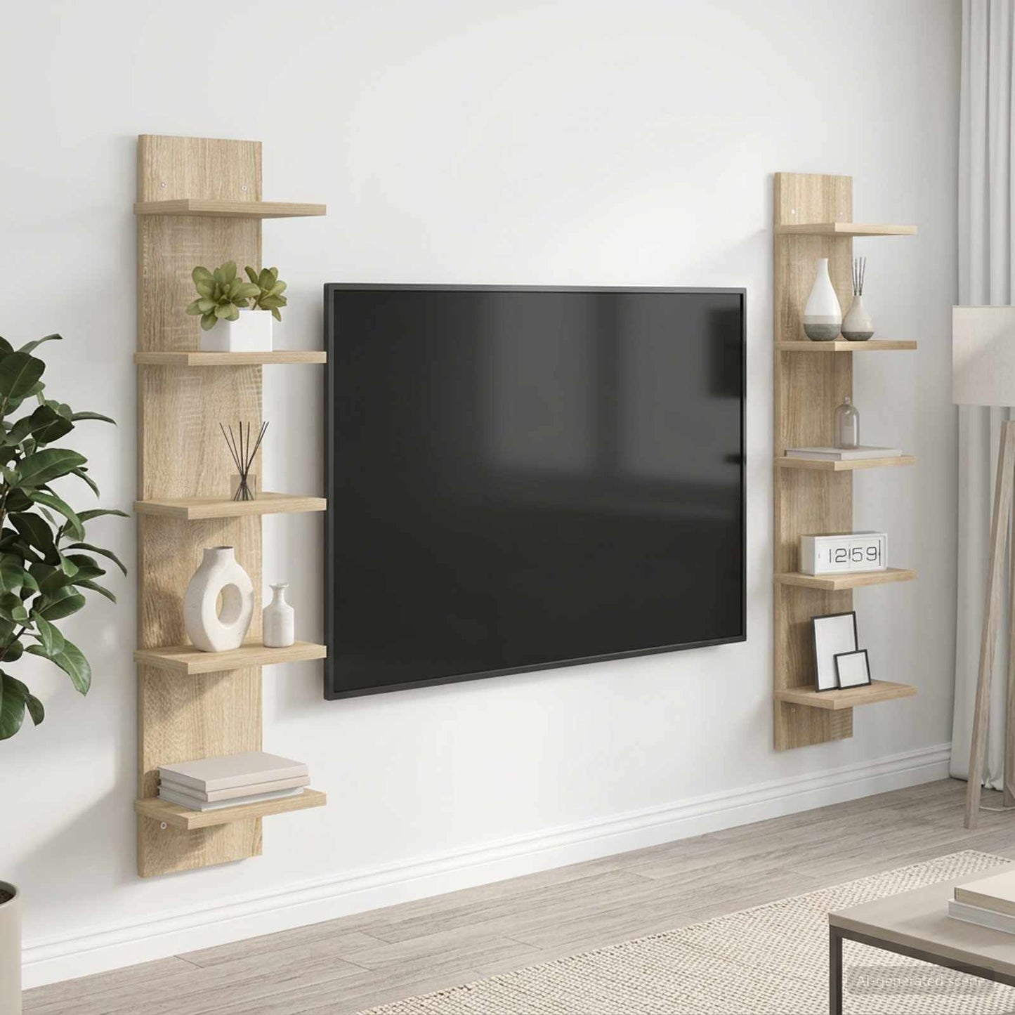 Falpolc 2 pcs Sonoma Tölgy 22 x 15 x 100 cm Szerelt Fa