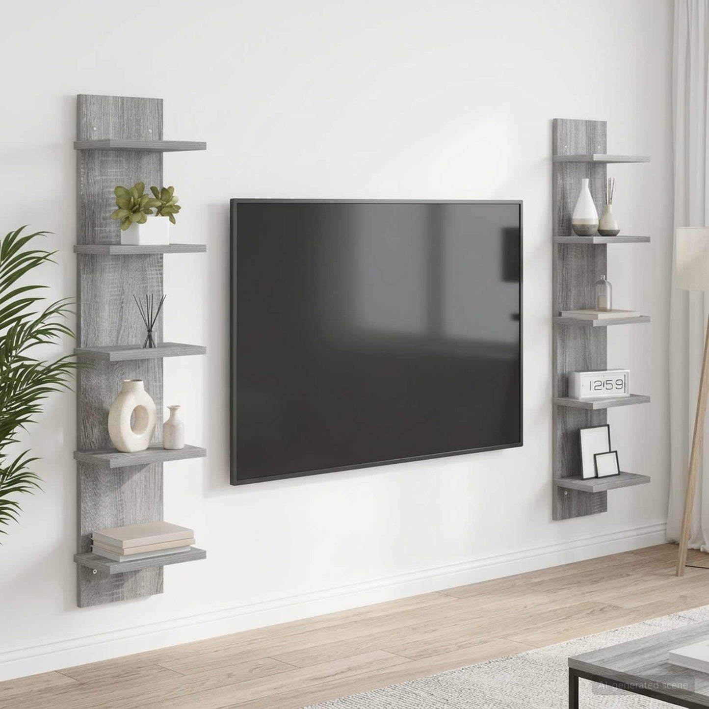 Falpolc 2 db Szürke Sonoma 22 x 15 x 100 cm Szerelt Fa