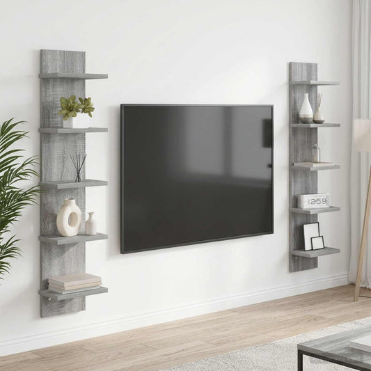 Falpolc 2 db Szürke Sonoma 22 x 15 x 100 cm Szerelt Fa
