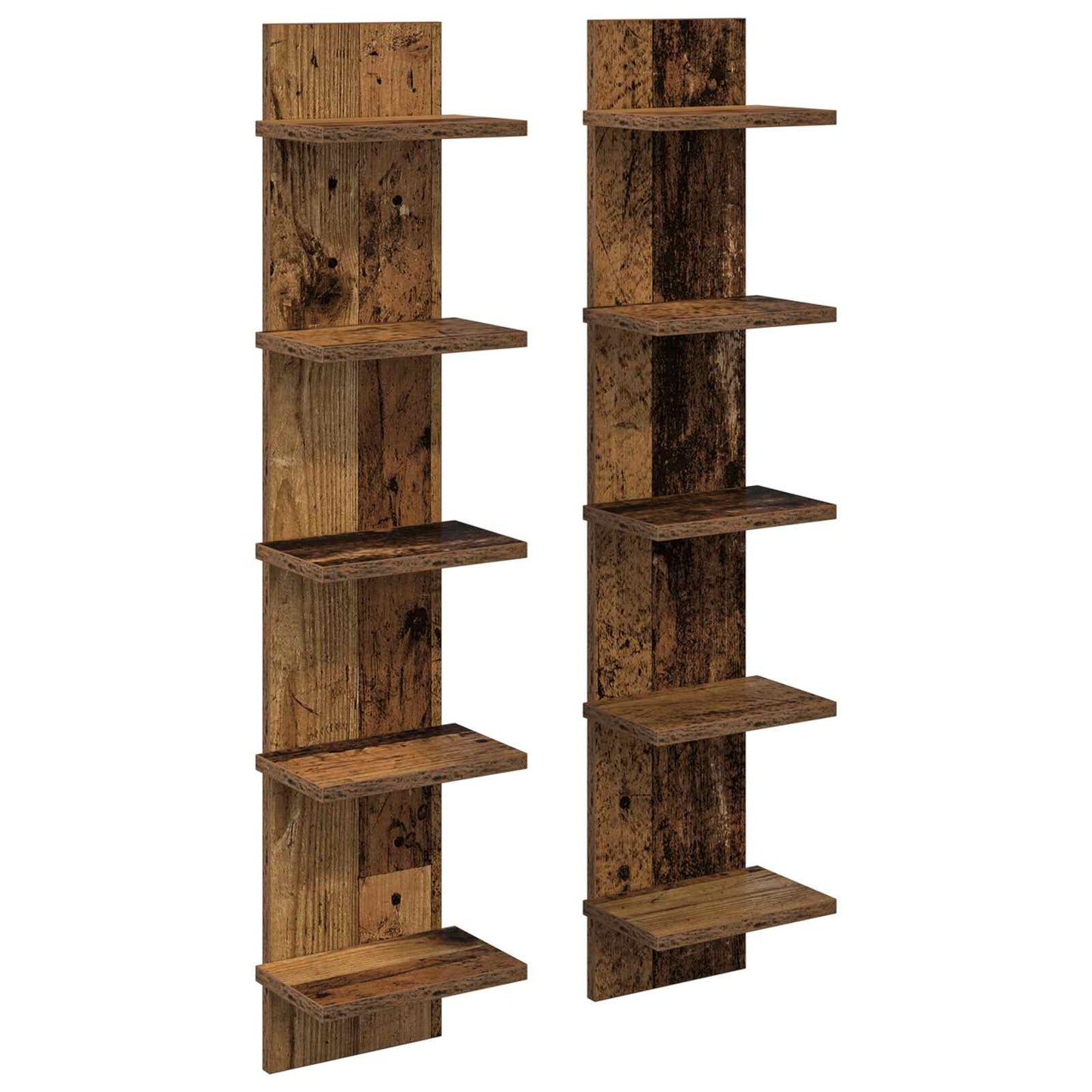 Falpolc 2 db Antik Fa 22 x 15 x 100 cm Szerelt Fa