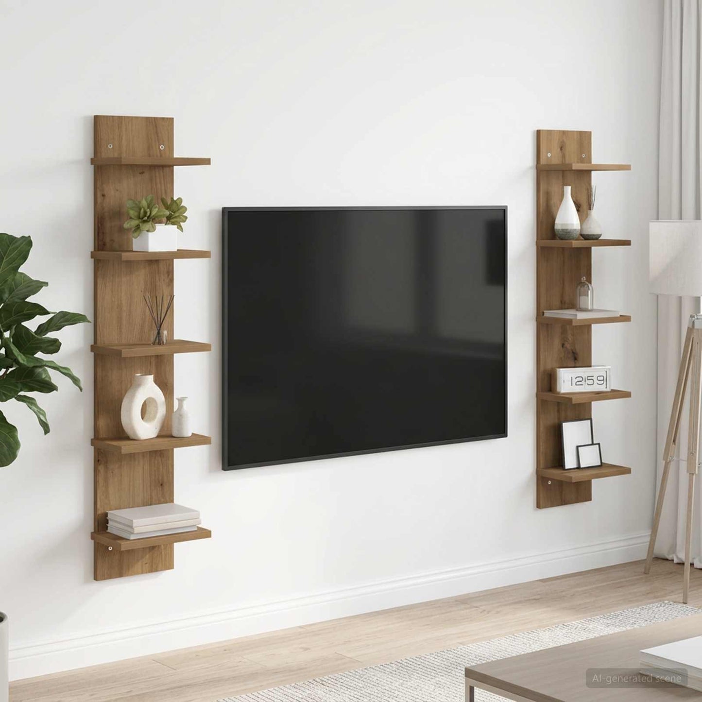 Falpolc 2 db Kézműves Tölgy 22 x 15 x 100 cm Szerelt Fa