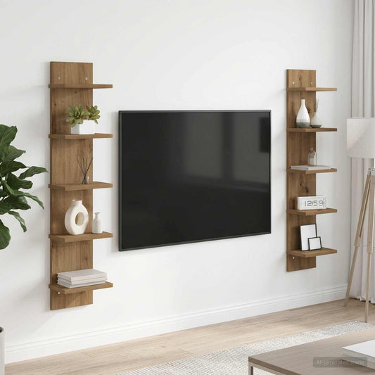 Falpolc 2 db Kézműves Tölgy 22 x 15 x 100 cm Szerelt Fa