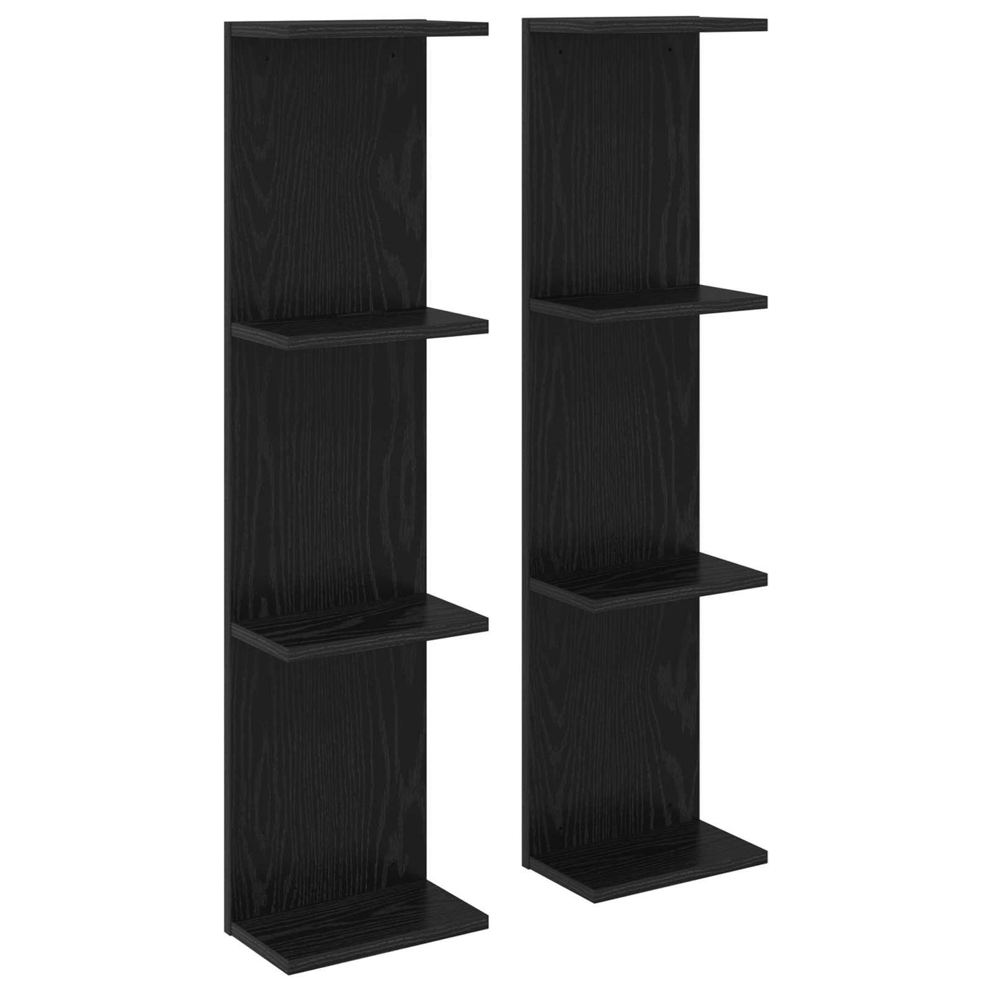 Falpolc 2 pcs Fekete Tölgy 22 x 15 x 100 cm Szerelt Fa