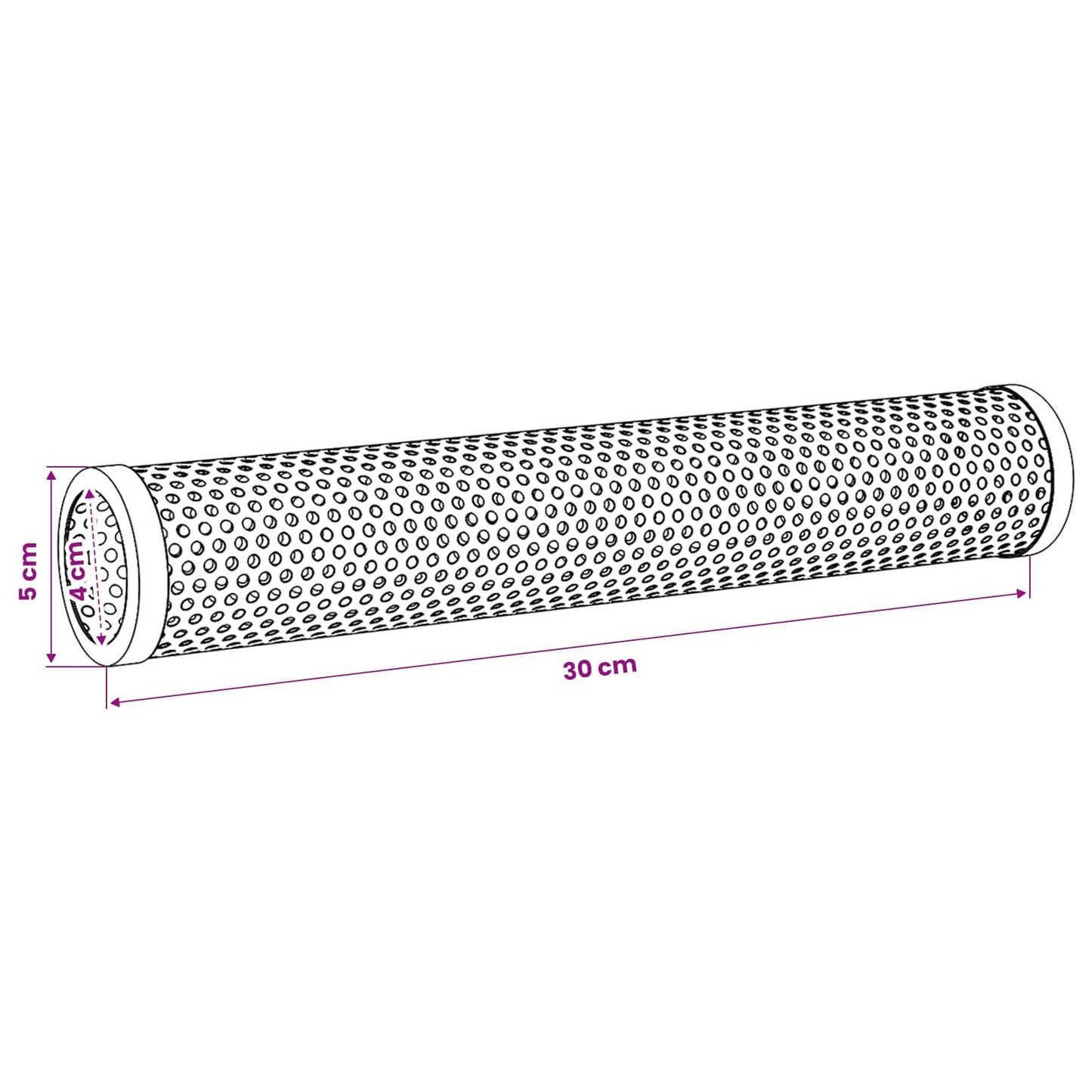 Füstölő Cső 2 db Ø 5 x 30 cm Rozsdamentes acél 304 Ezüst